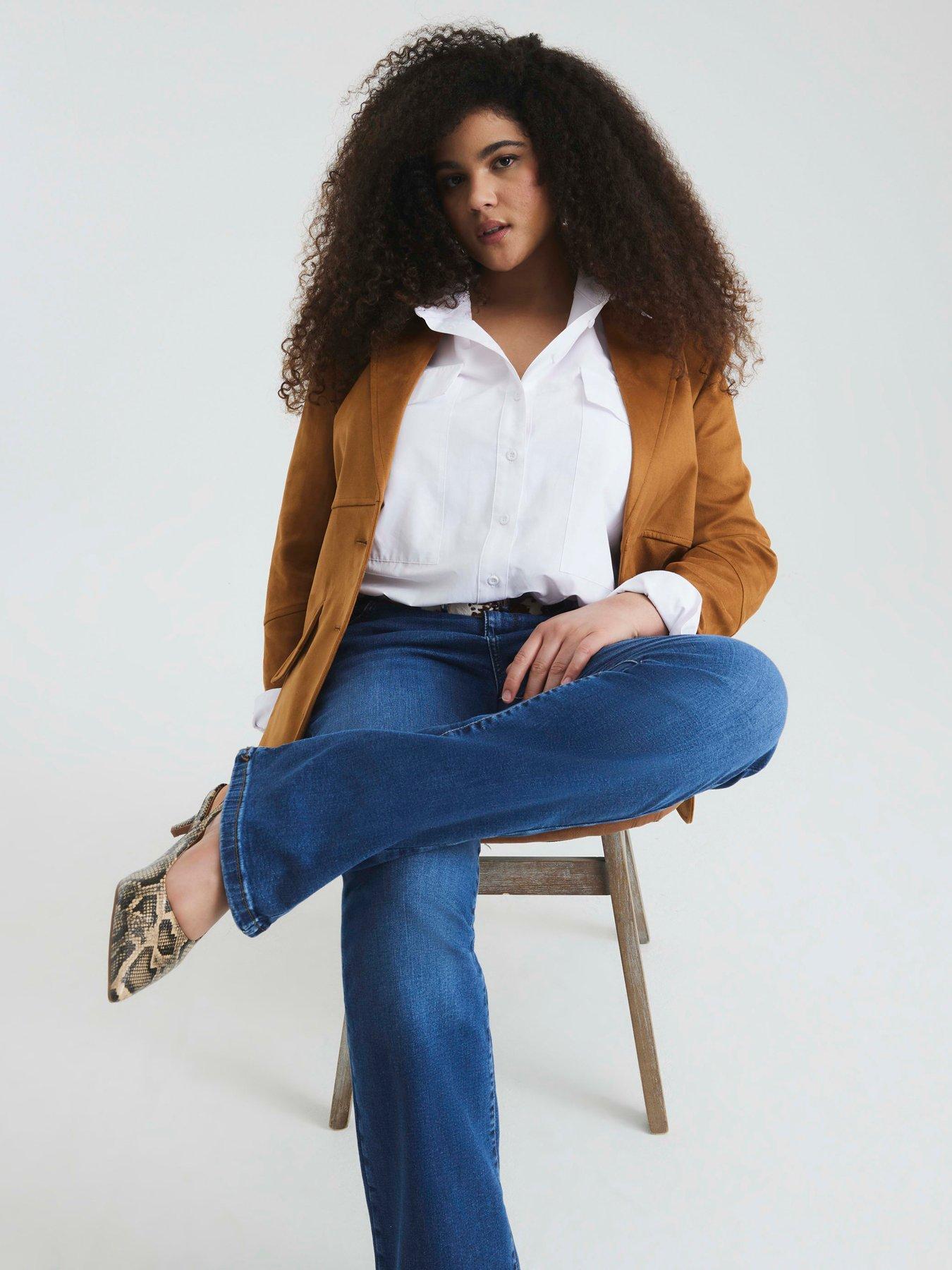 Image 4 of 5 of River Island Mid Rise Flared Jeans - Blue