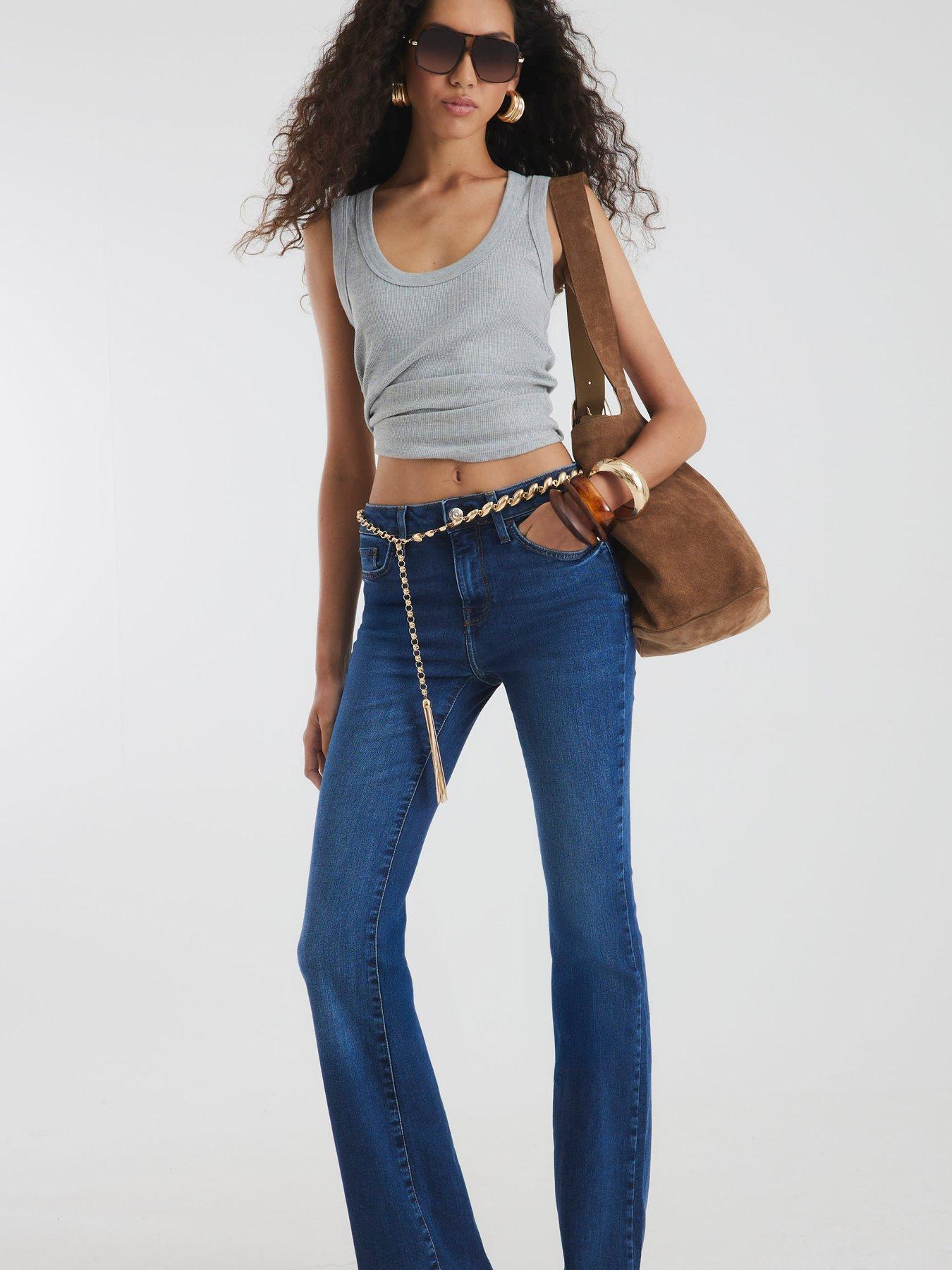 Image 5 of 5 of River Island Mid Rise Flared Jeans - Blue