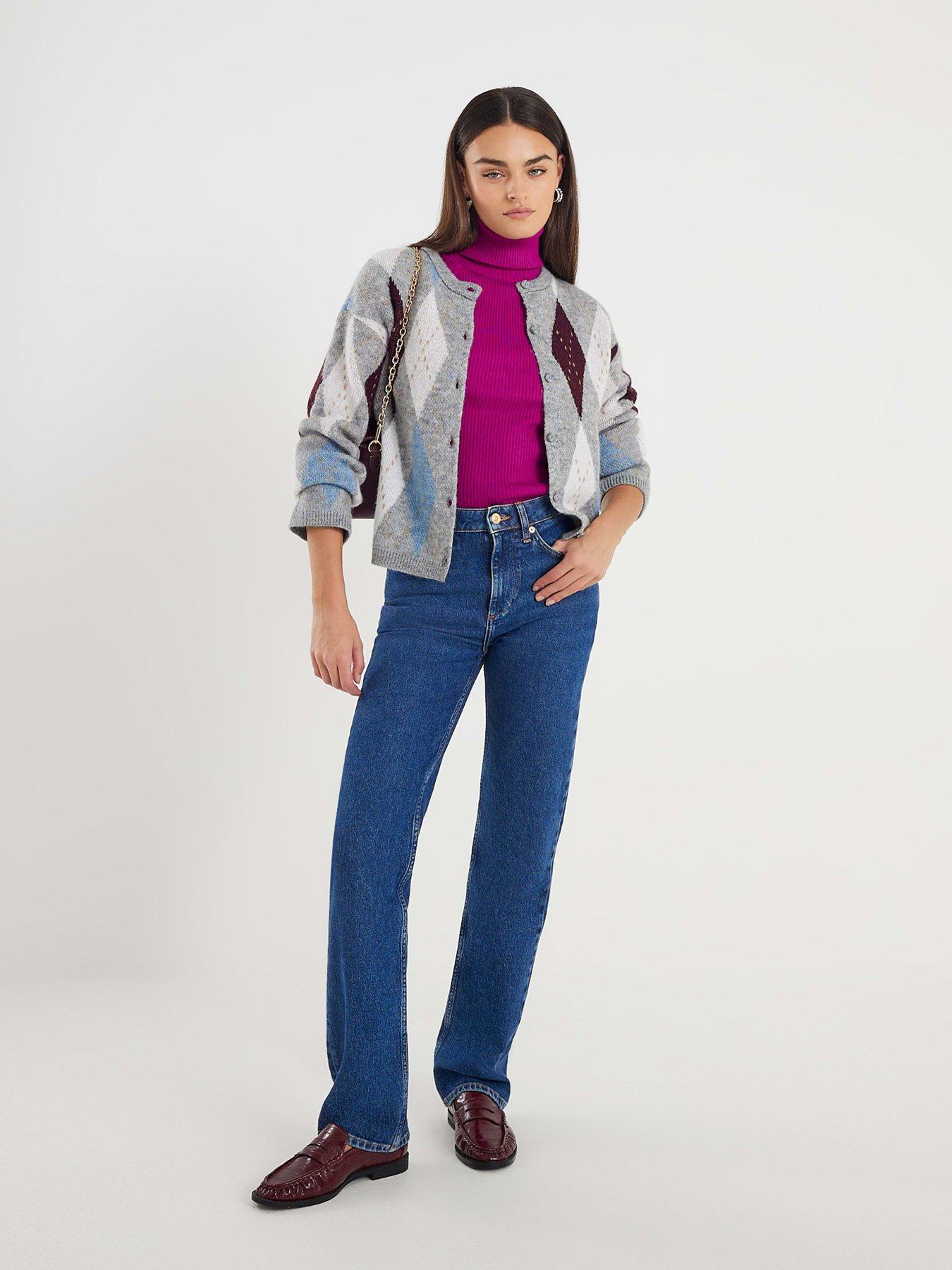  image of river-island-knit-ribbed-roll-neck-top-pink