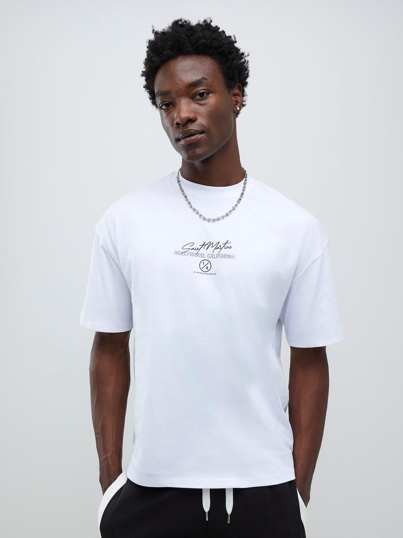 Image 2 of 4 of River Island Oversized Fit City Stacked T-shirt - White