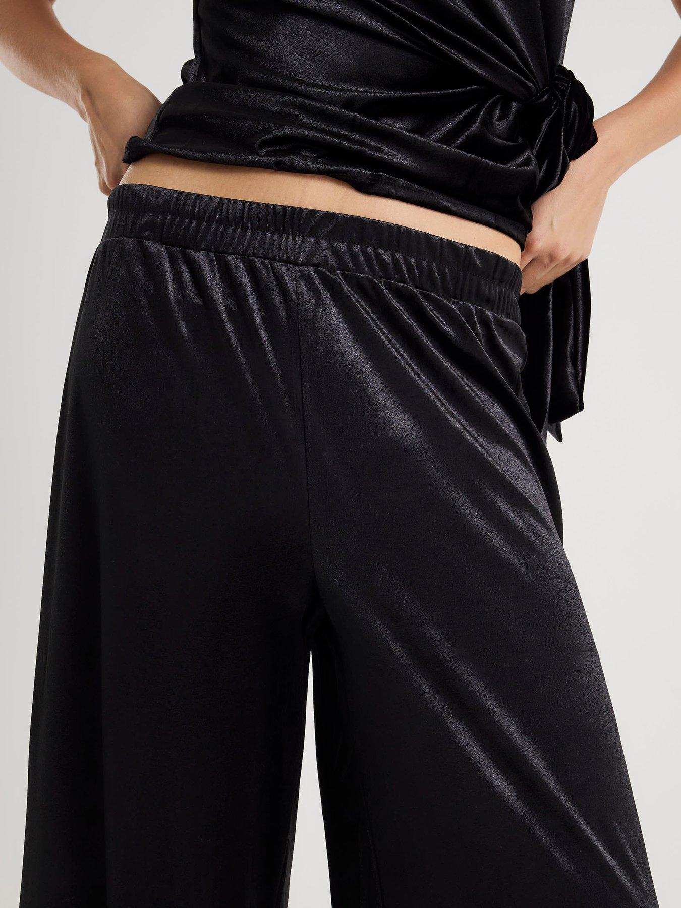  image of river-island-velvet-wide-leg-jogger-black