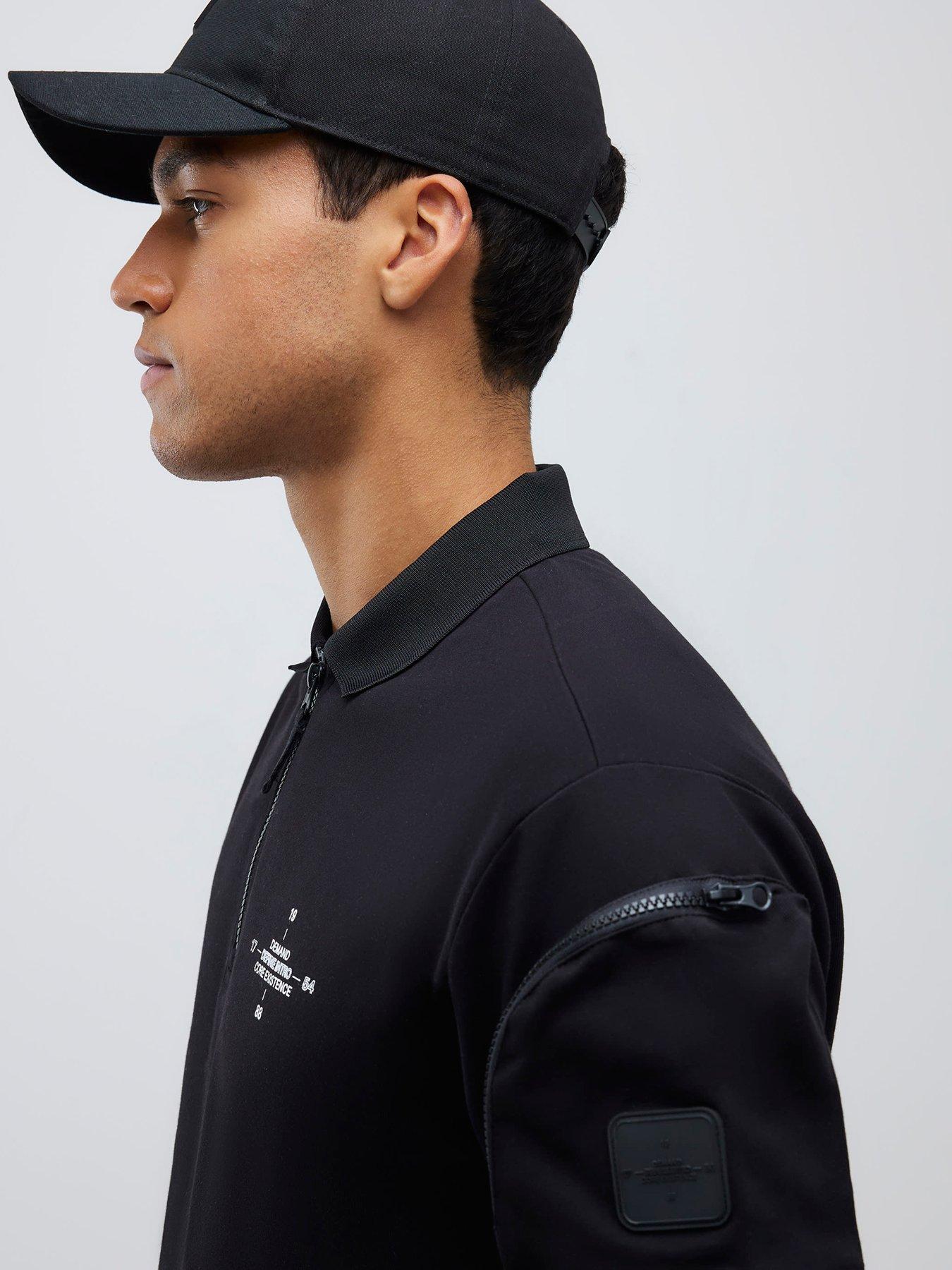 Image 4 of 4 of River Island Regular Fit Arm Badge Pocket Polo Shirt - Black