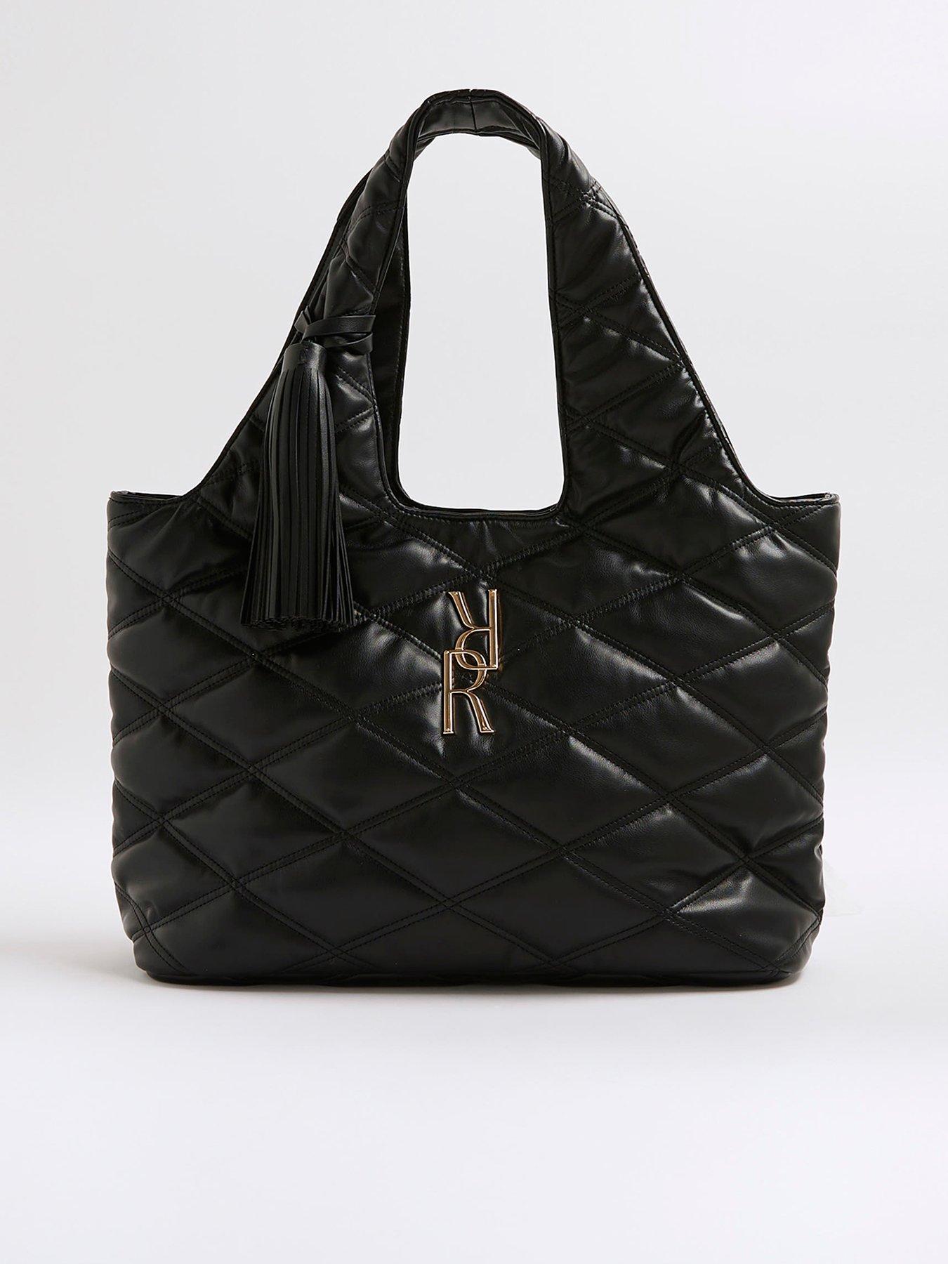  image of river-island-oversized-quilted-rr-tassel-slouch-bag-black