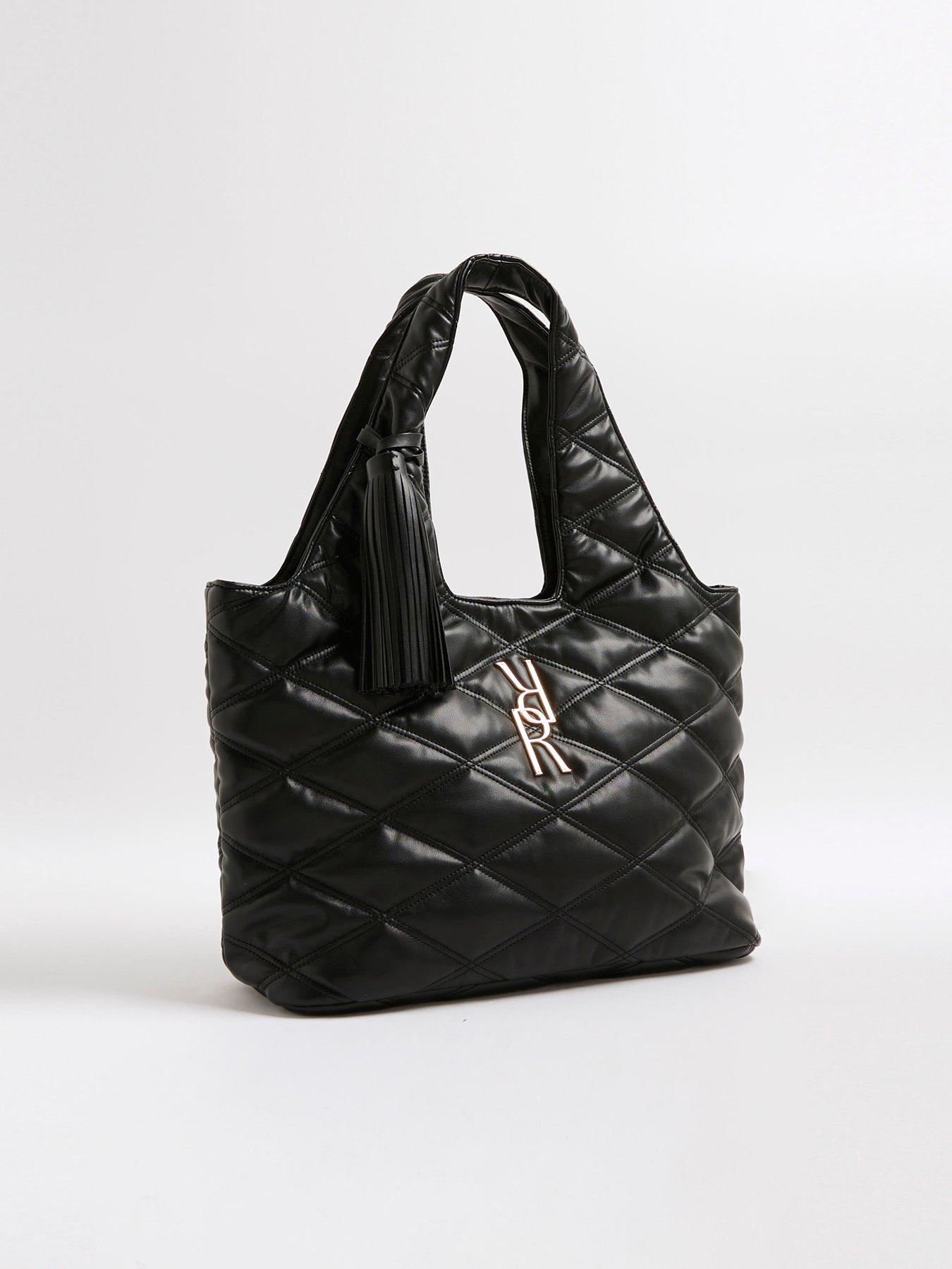  image of river-island-oversized-quilted-rr-tassel-slouch-bag-black