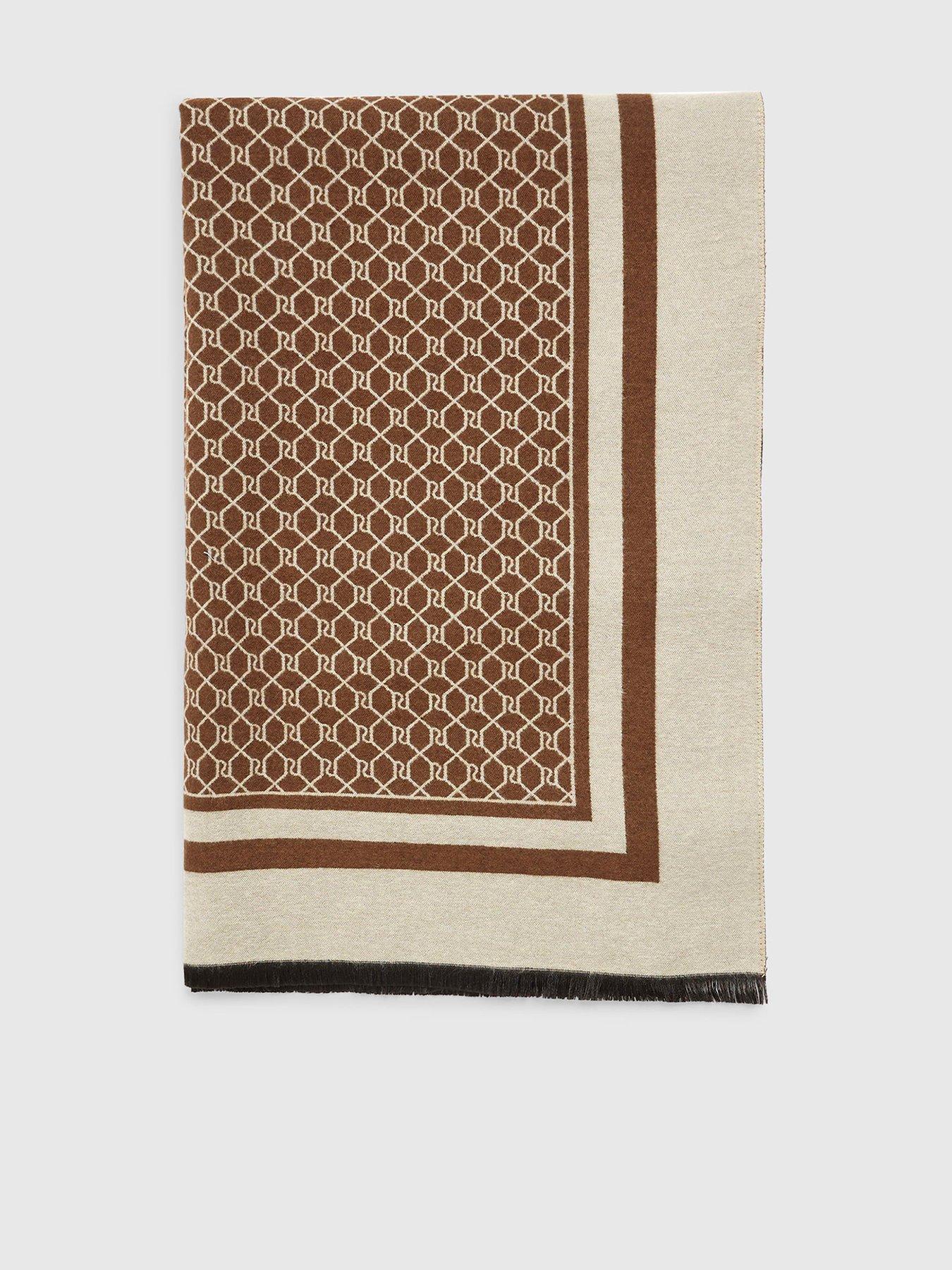 River Island Monogram Print Scarf - Brown