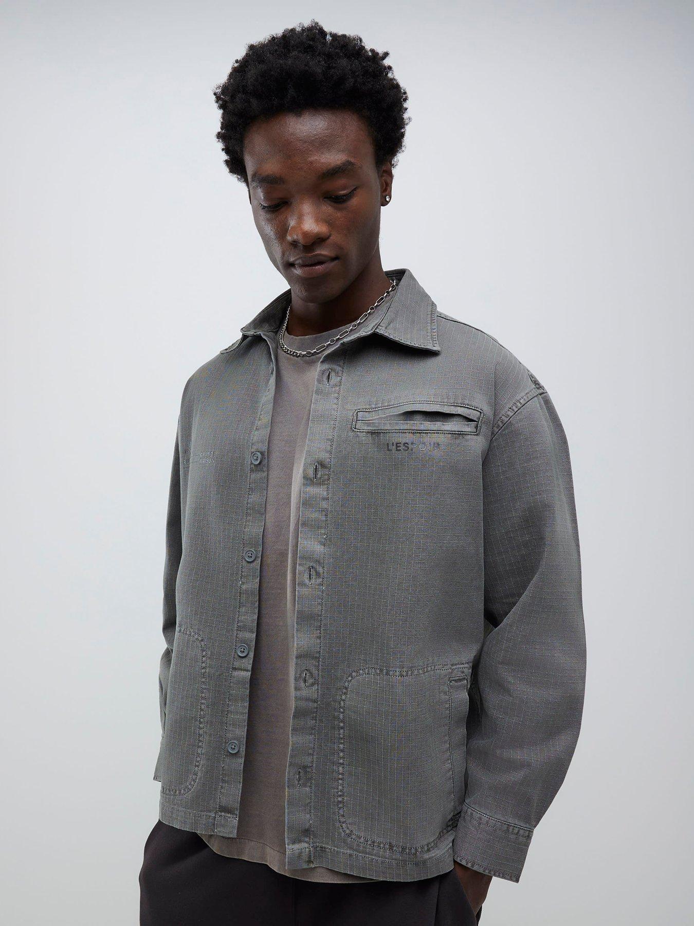  image of river-island-long-sleeve-lespoir-graphic-overshirt-grey