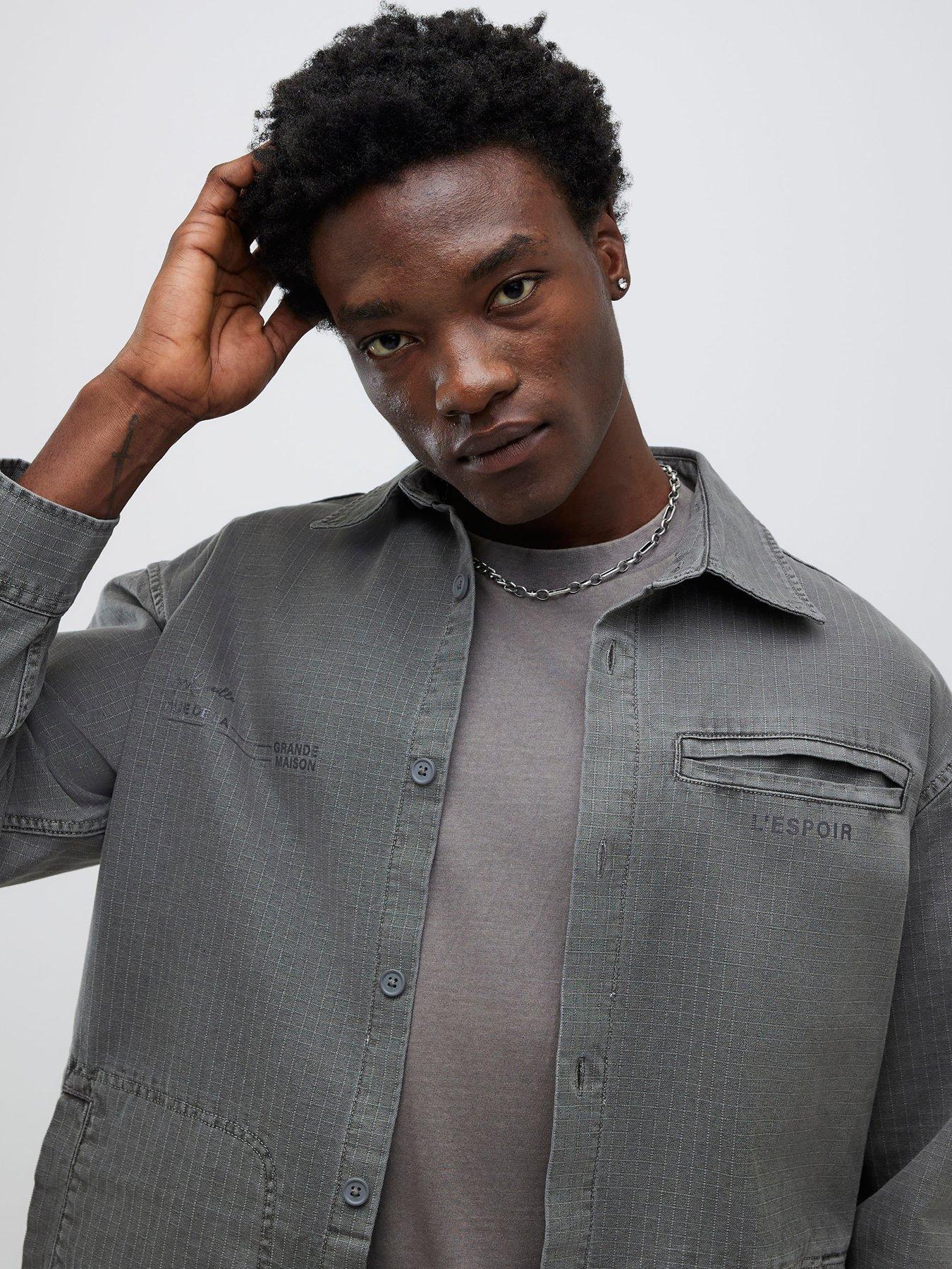  image of river-island-long-sleeve-lespoir-graphic-overshirt-grey