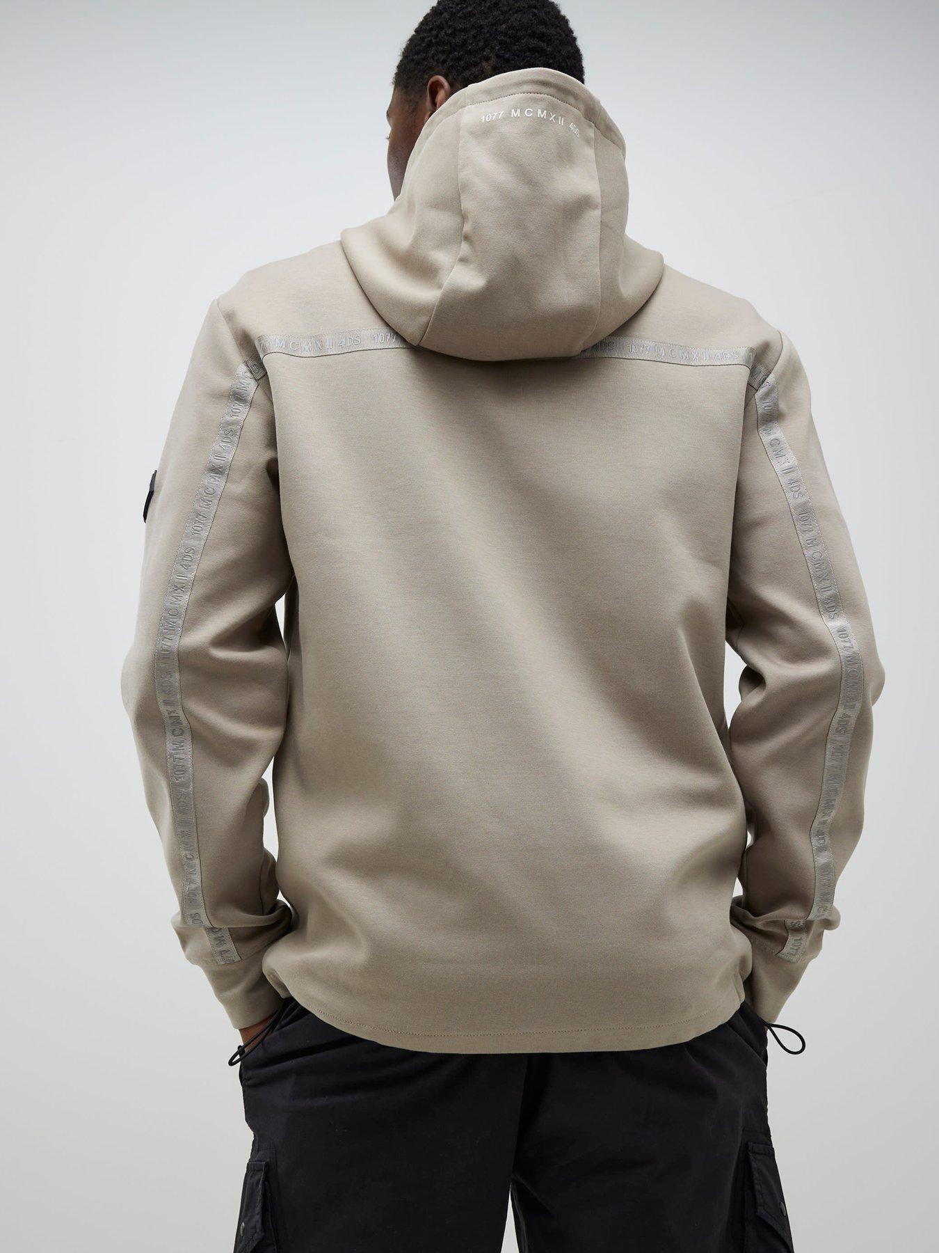  image of river-island-slim-fit-zip-through-hoodie-beige