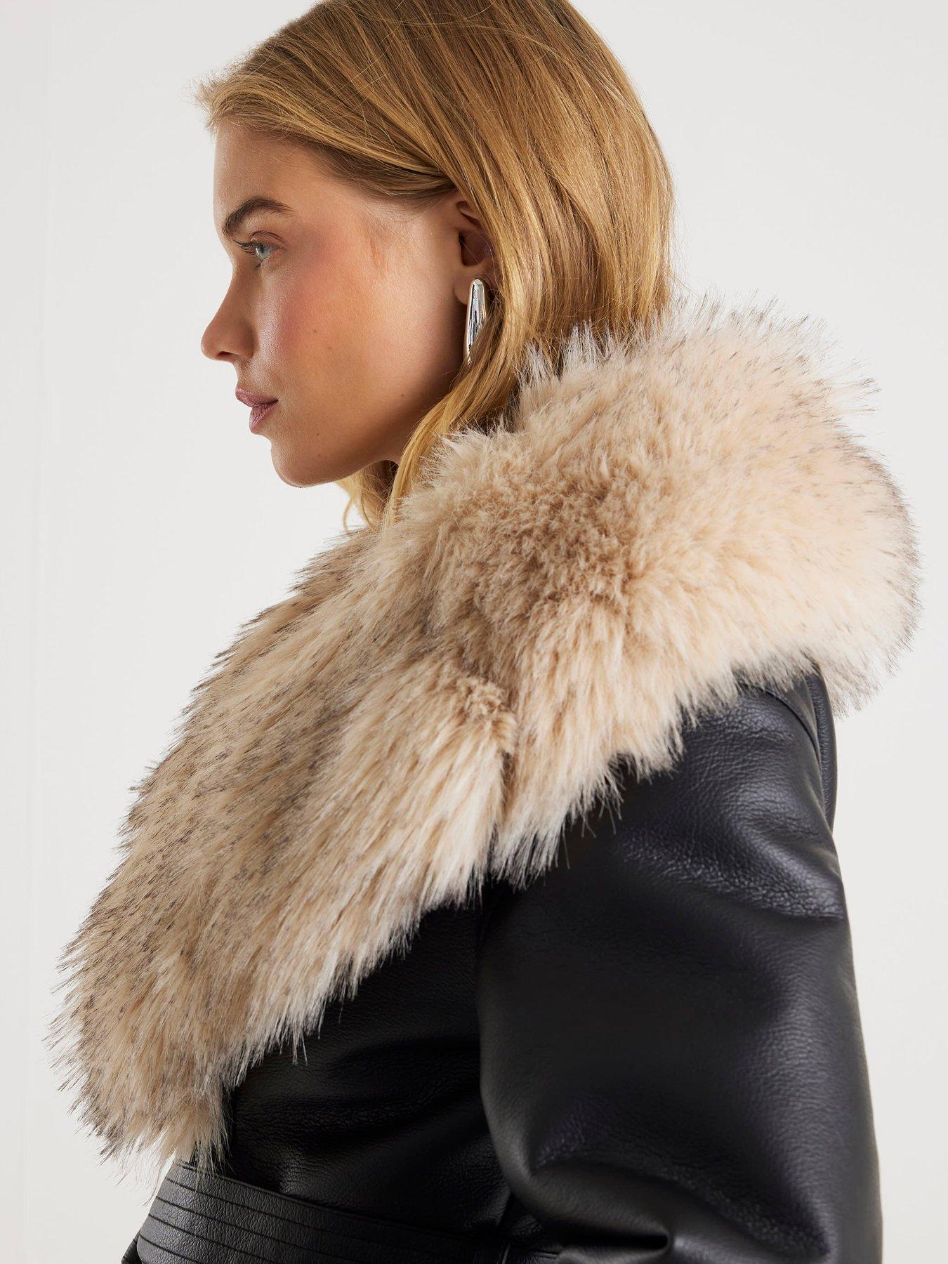  image of river-island-faux-shearling-lined-trench-coat-black