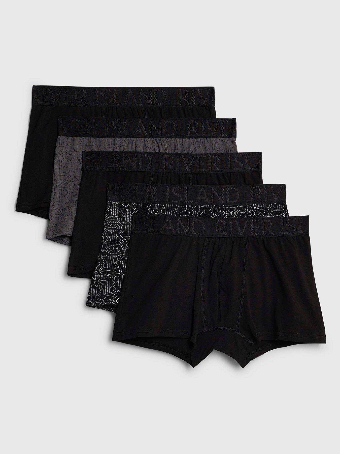 River Island Monogram Sketch Pack Of 5 Trunks - Black