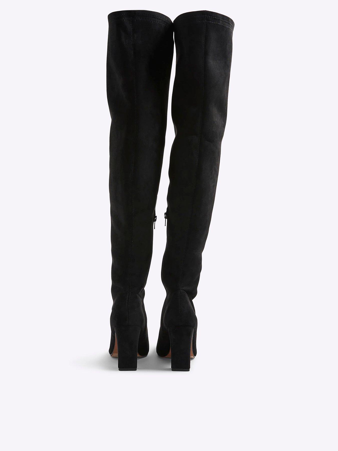  image of river-island-wide-fit-thigh-high-heeled-boots-black