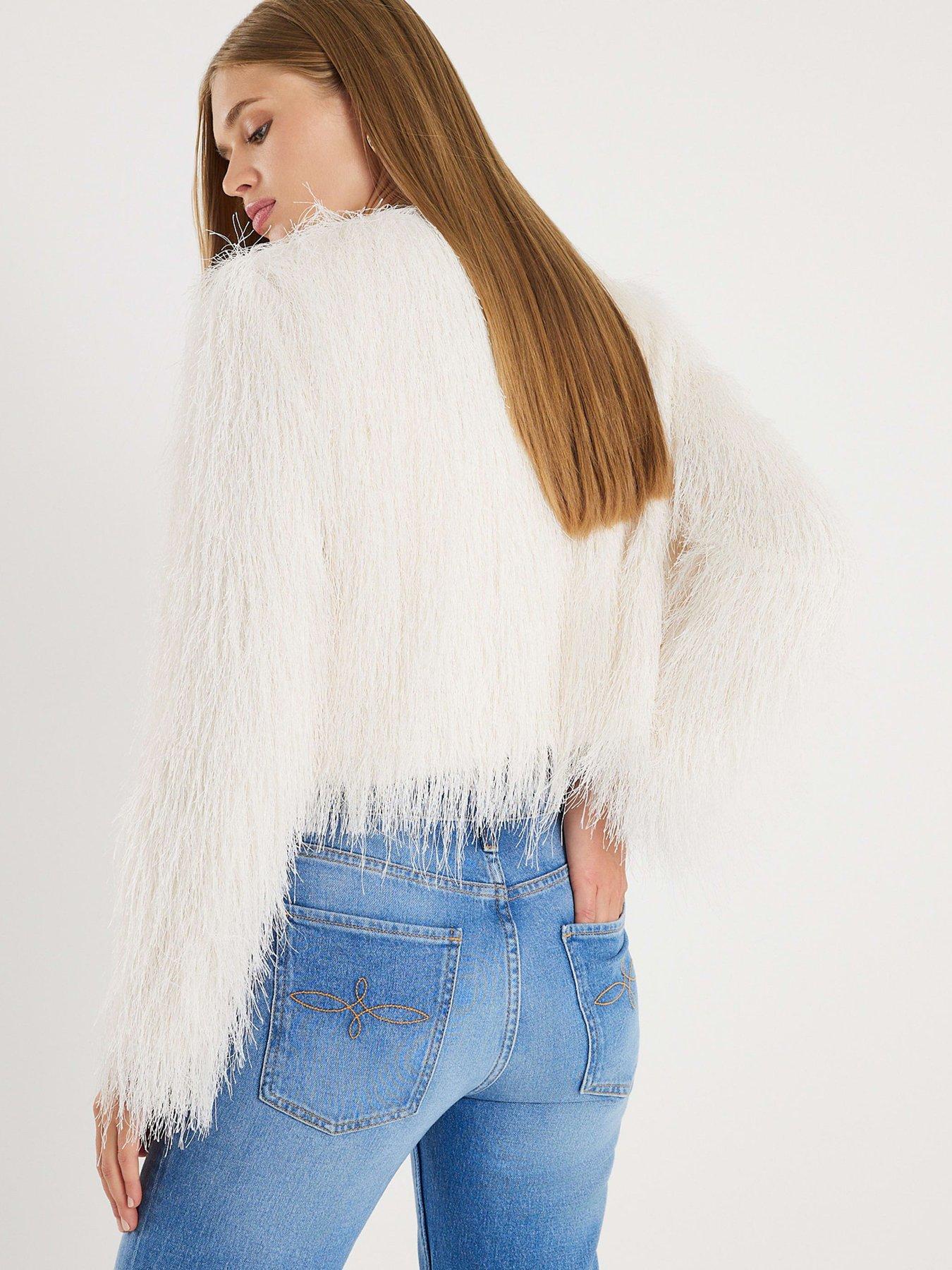  image of river-island-long-sleeve-fringed-cardigan-cream