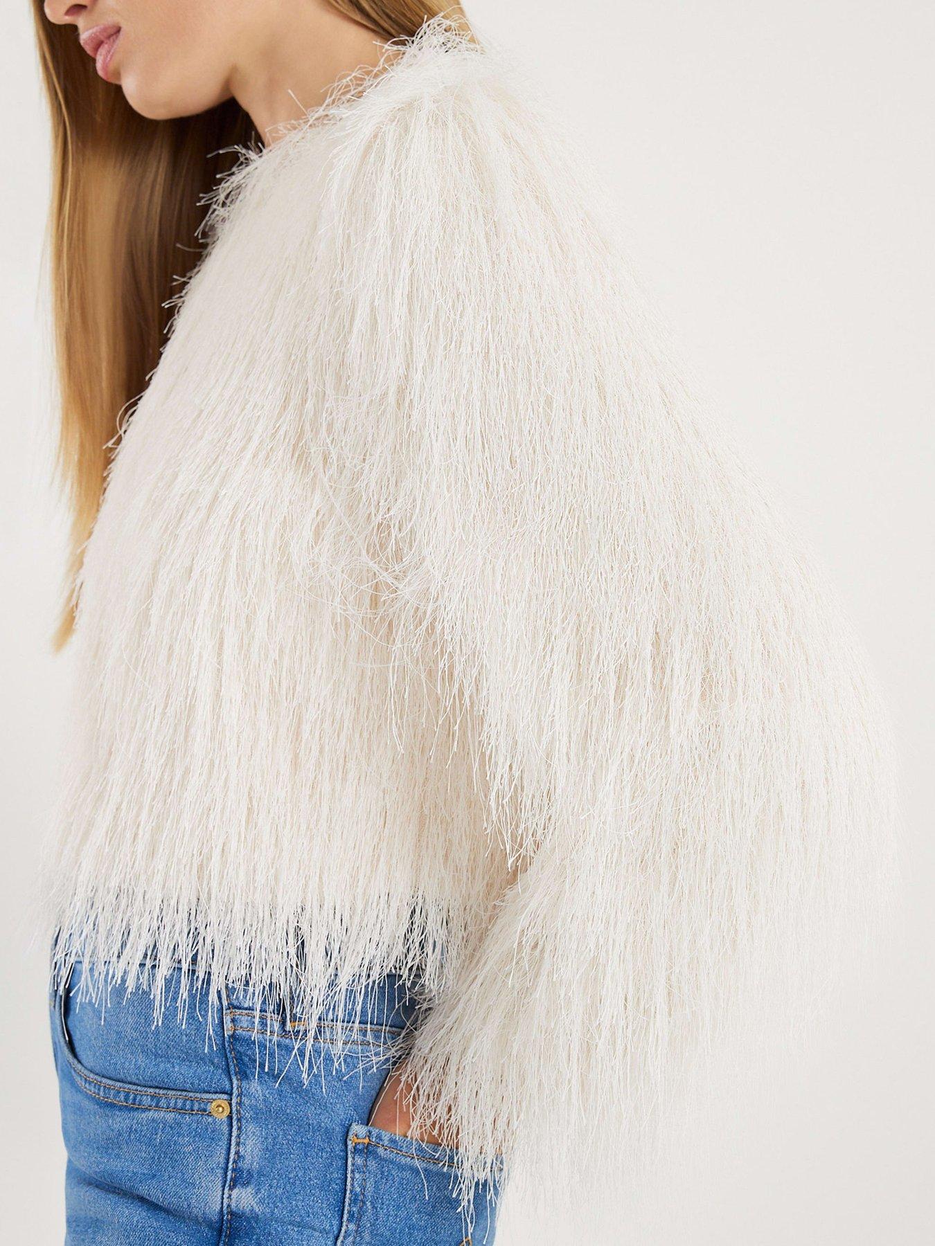  image of river-island-long-sleeve-fringed-cardigan-cream