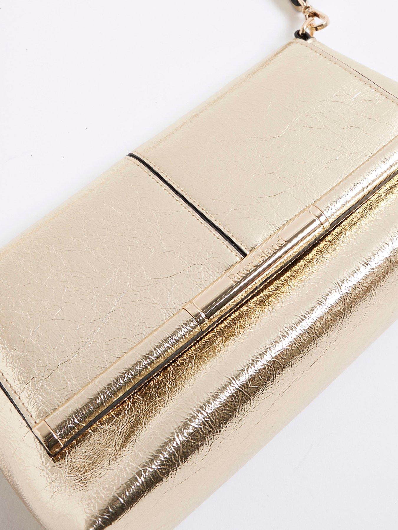  image of river-island-bar-front-clutch-bag-gold