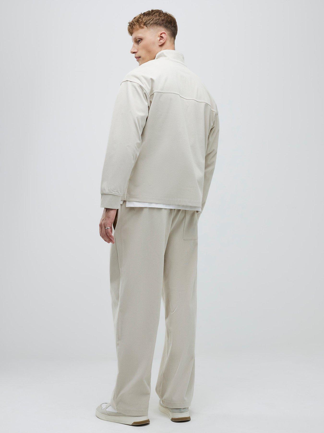  image of river-island-corduroy-wide-leg-joggers-beige