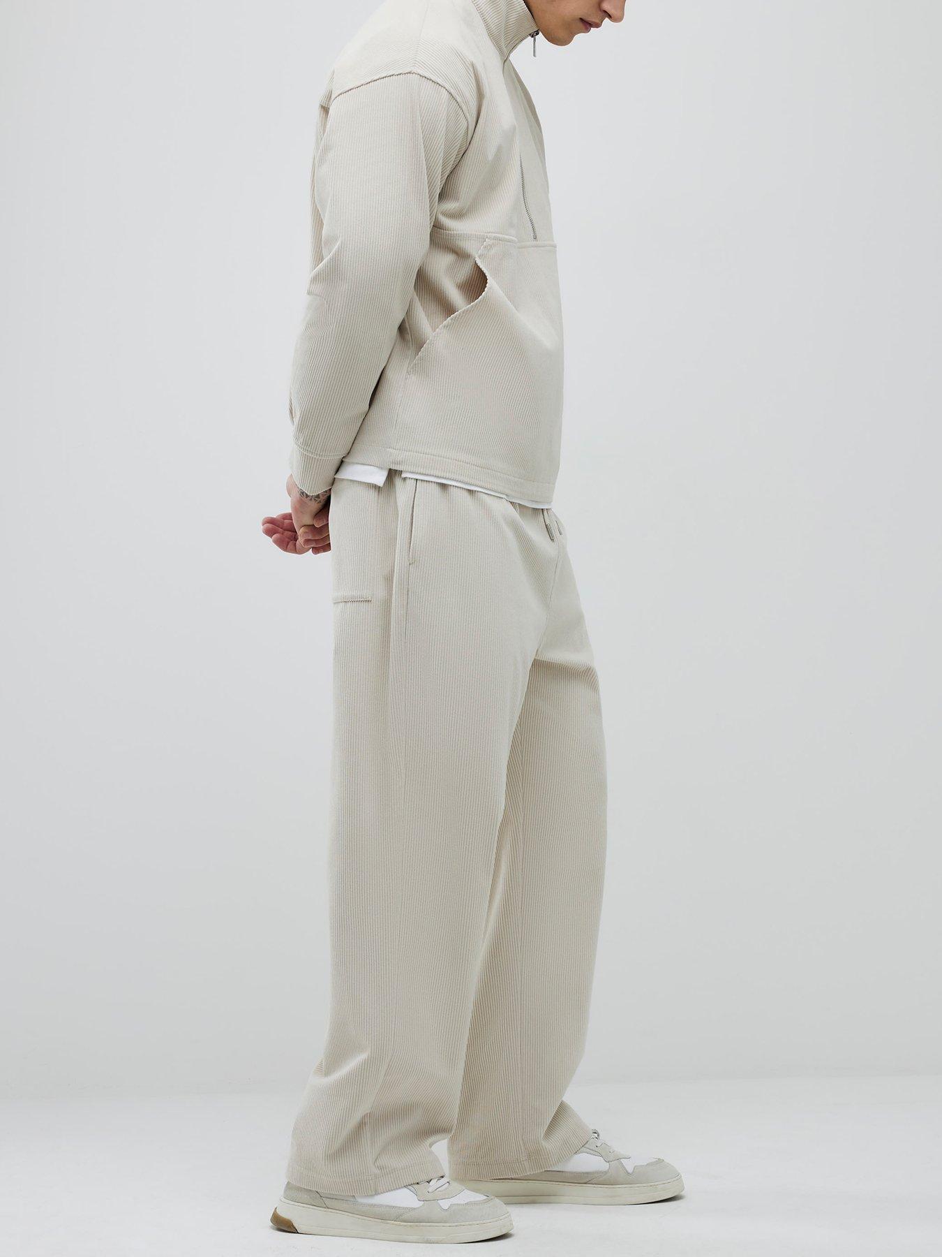  image of river-island-corduroy-wide-leg-joggers-beige