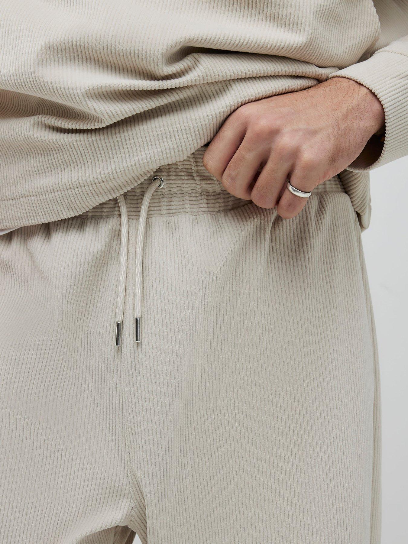  image of river-island-corduroy-wide-leg-joggers-beige