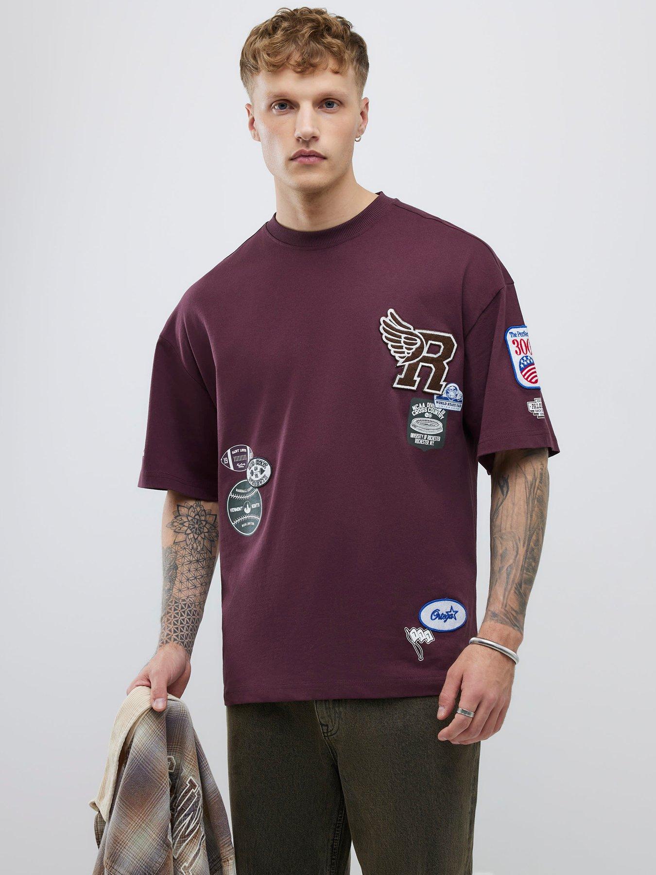 River Island Boxy Fit Americana Badge T-shirt - Red