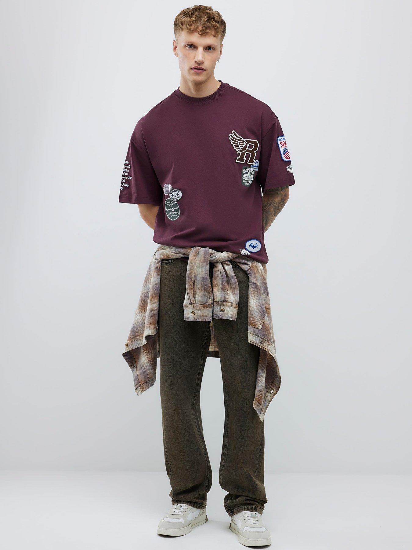  image of river-island-boxy-fit-americana-badge-t-shirt-red