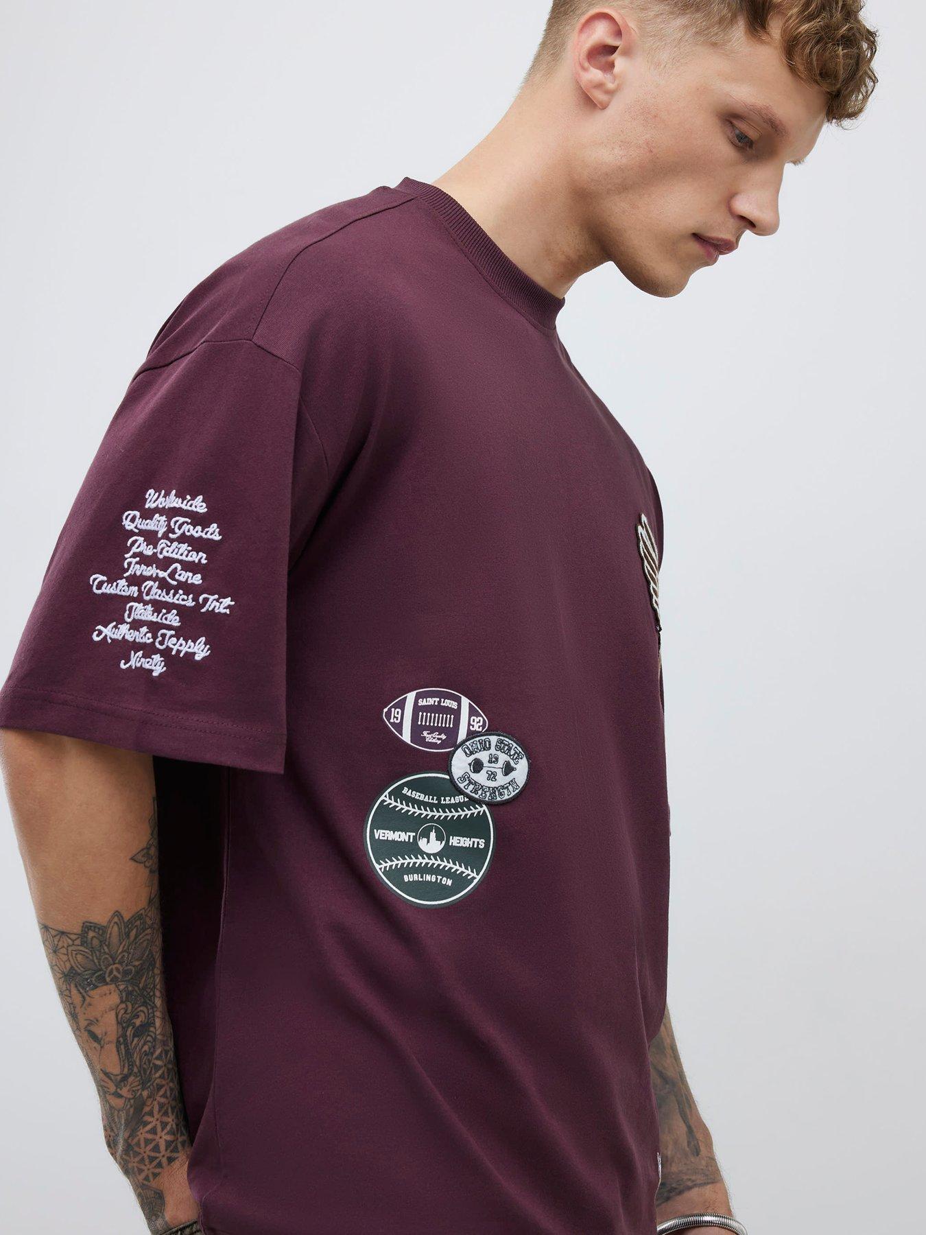  image of river-island-boxy-fit-americana-badge-t-shirt-red