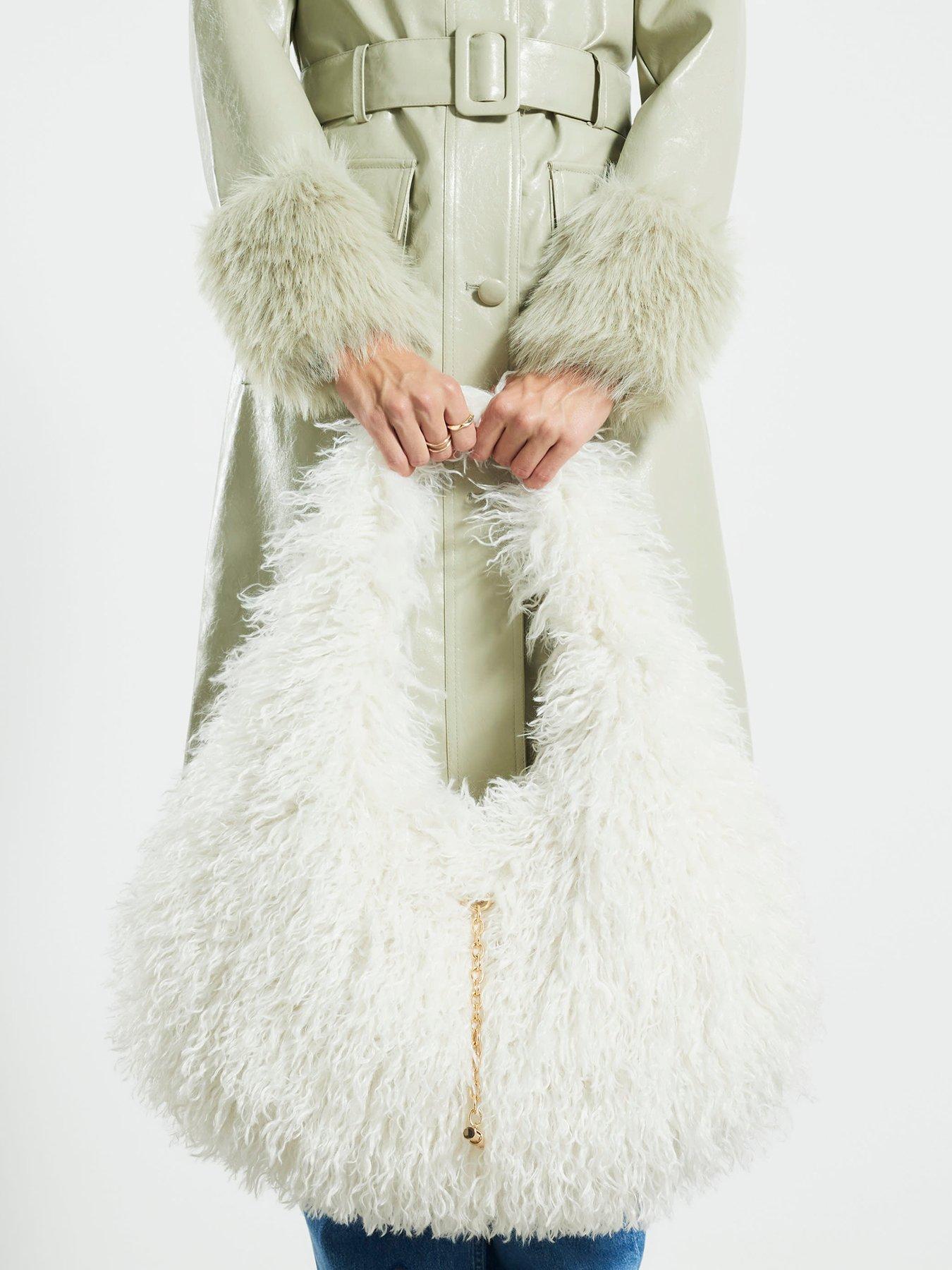  image of river-island-faux-fur-shoulder-bag-cream