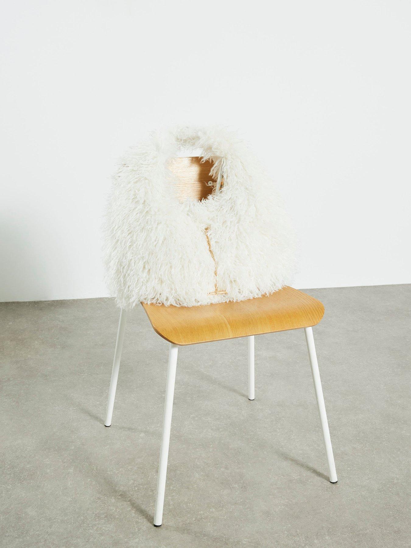  image of river-island-faux-fur-shoulder-bag-cream