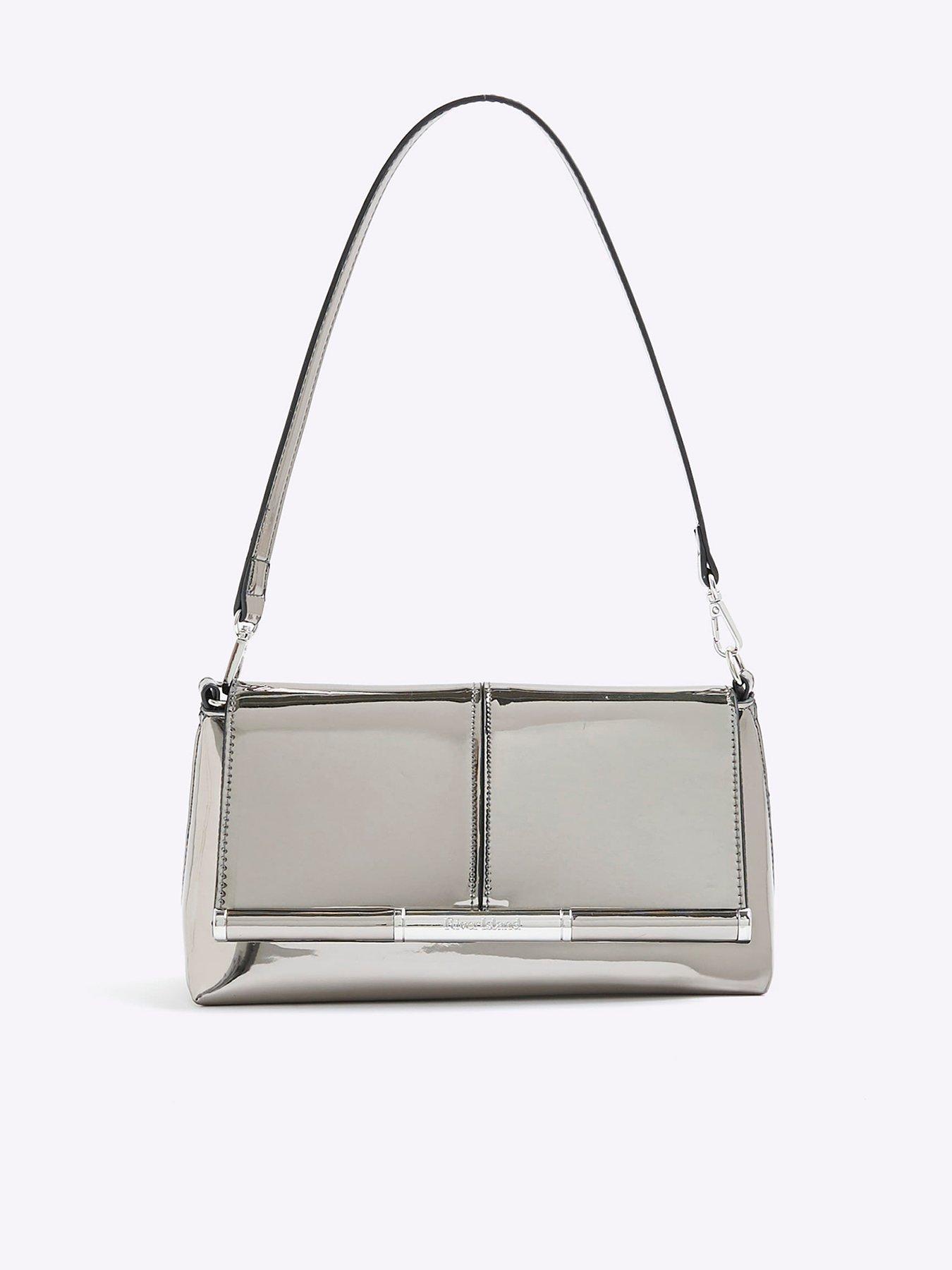 River Island Bar Front Clutch Bag - Silver