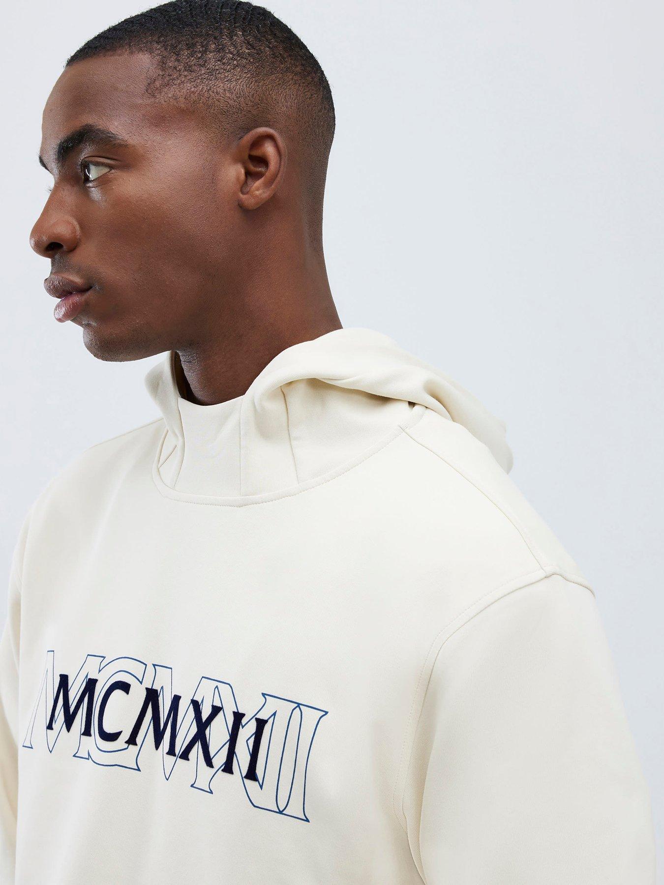  image of river-island-cream-regular-fit-mcmxii-hoodie-cream