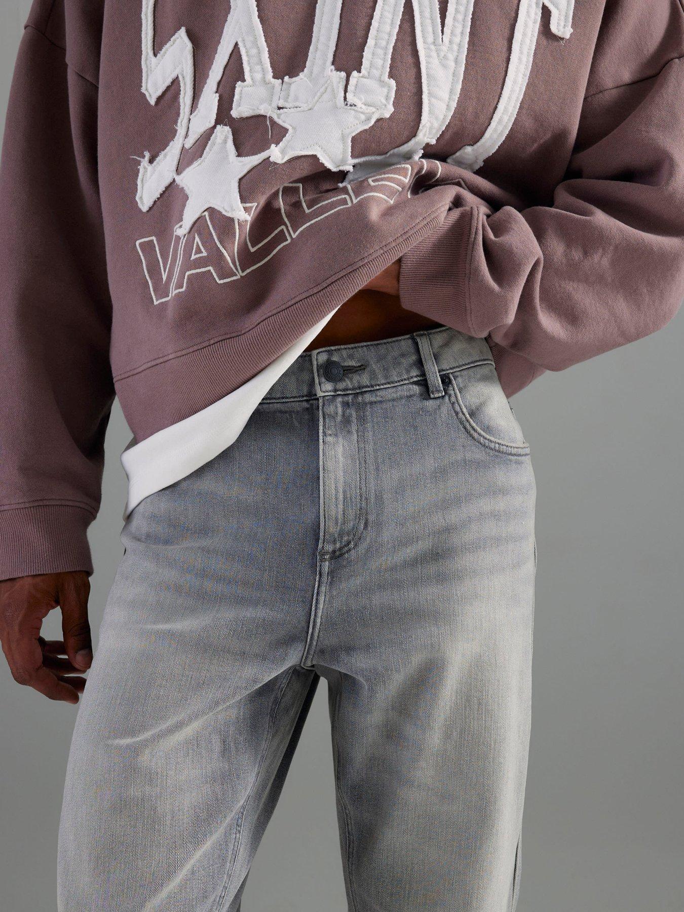  image of river-island-tapered-fit-jeans-grey