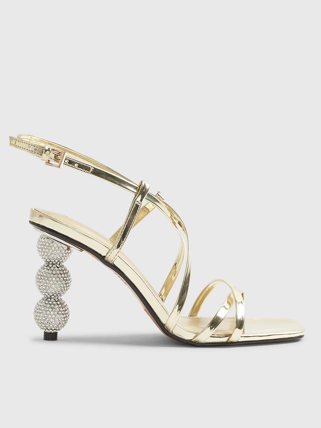  image of river-island-discoball-heeled-sandals-gold
