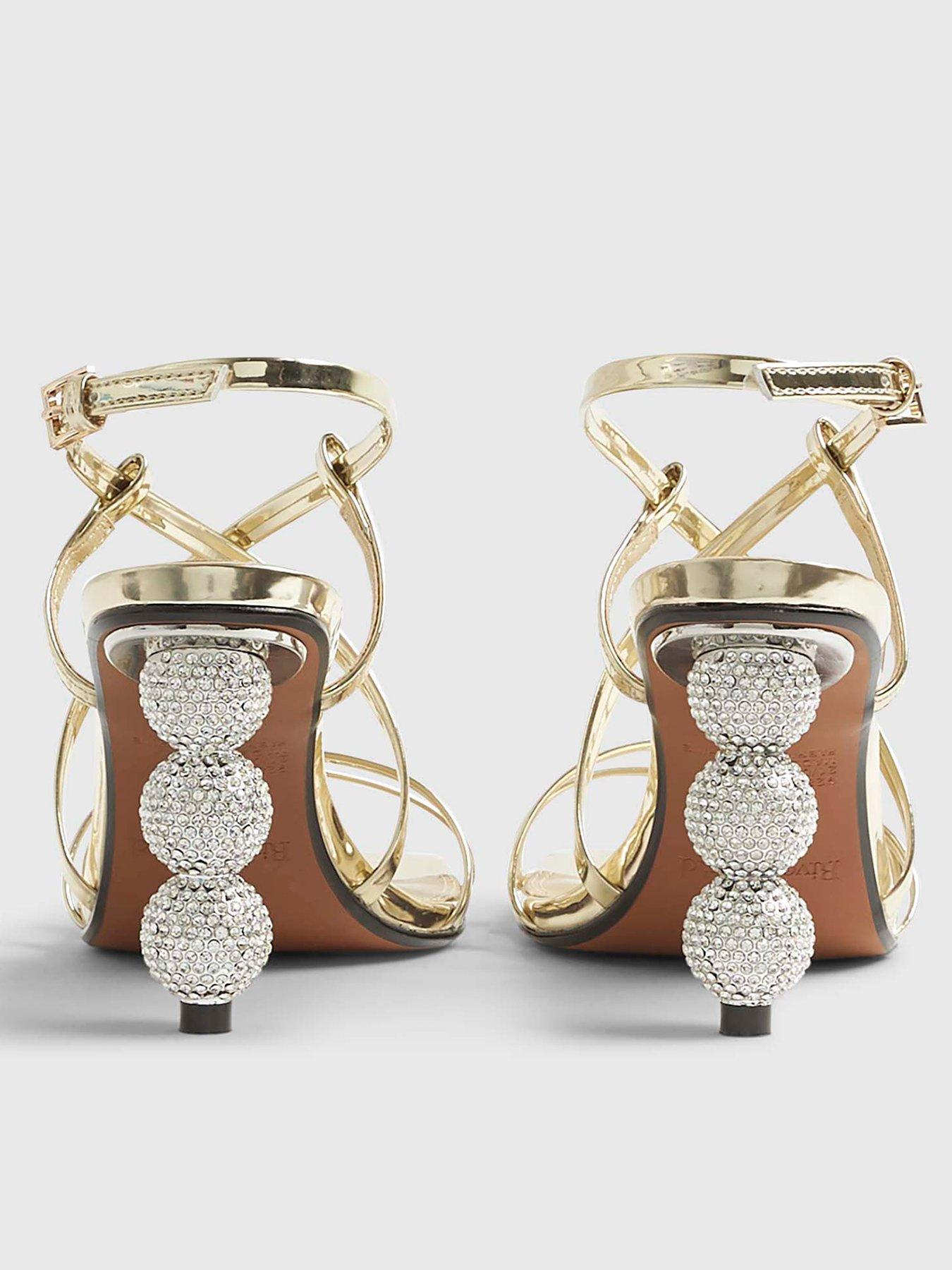  image of river-island-discoball-heeled-sandals-gold