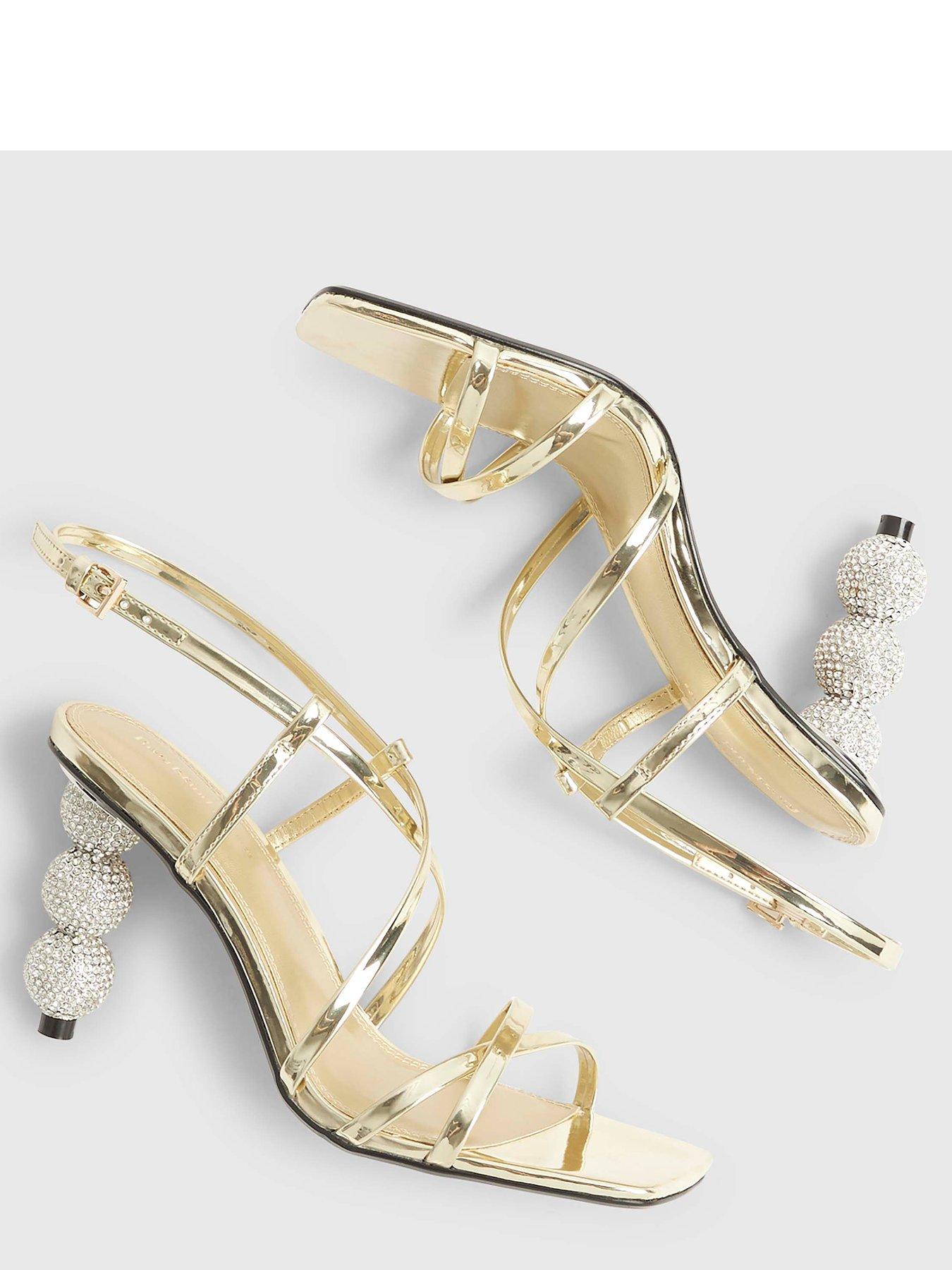  image of river-island-discoball-heeled-sandals-gold