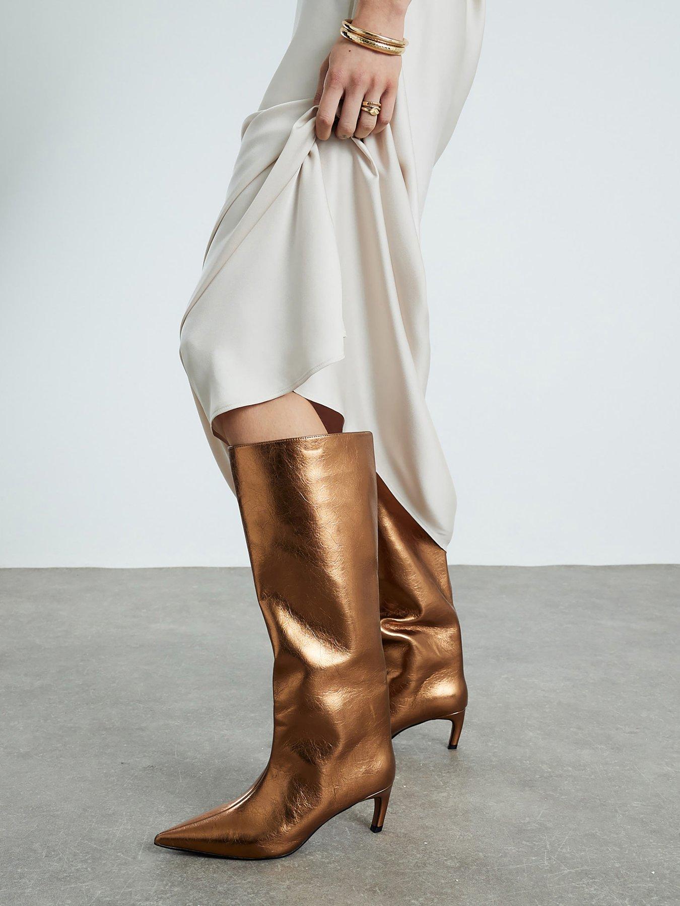 River Island Straight High Leg Boots - Brown