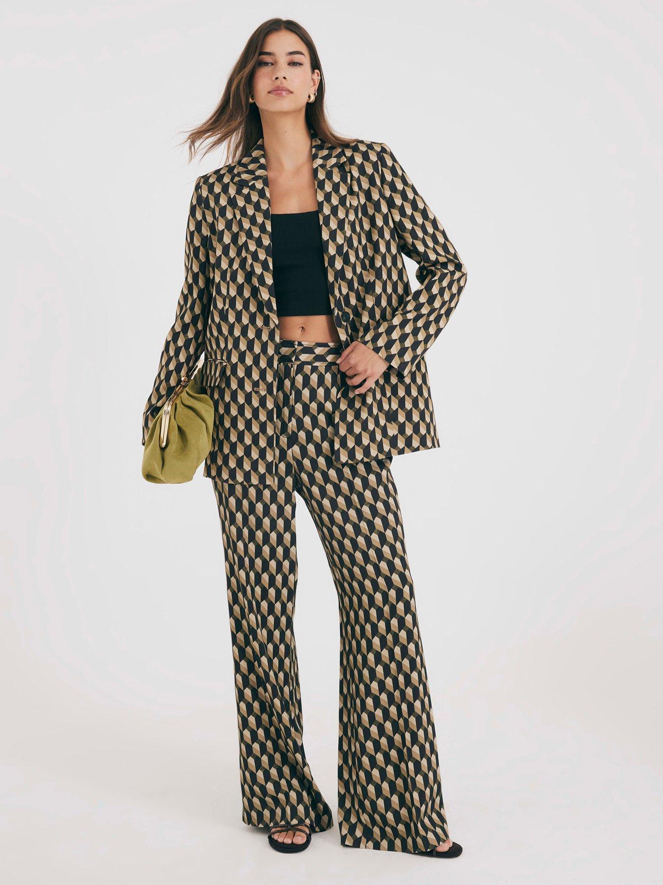 River Island Geometric Print Oversized Blazer - Green