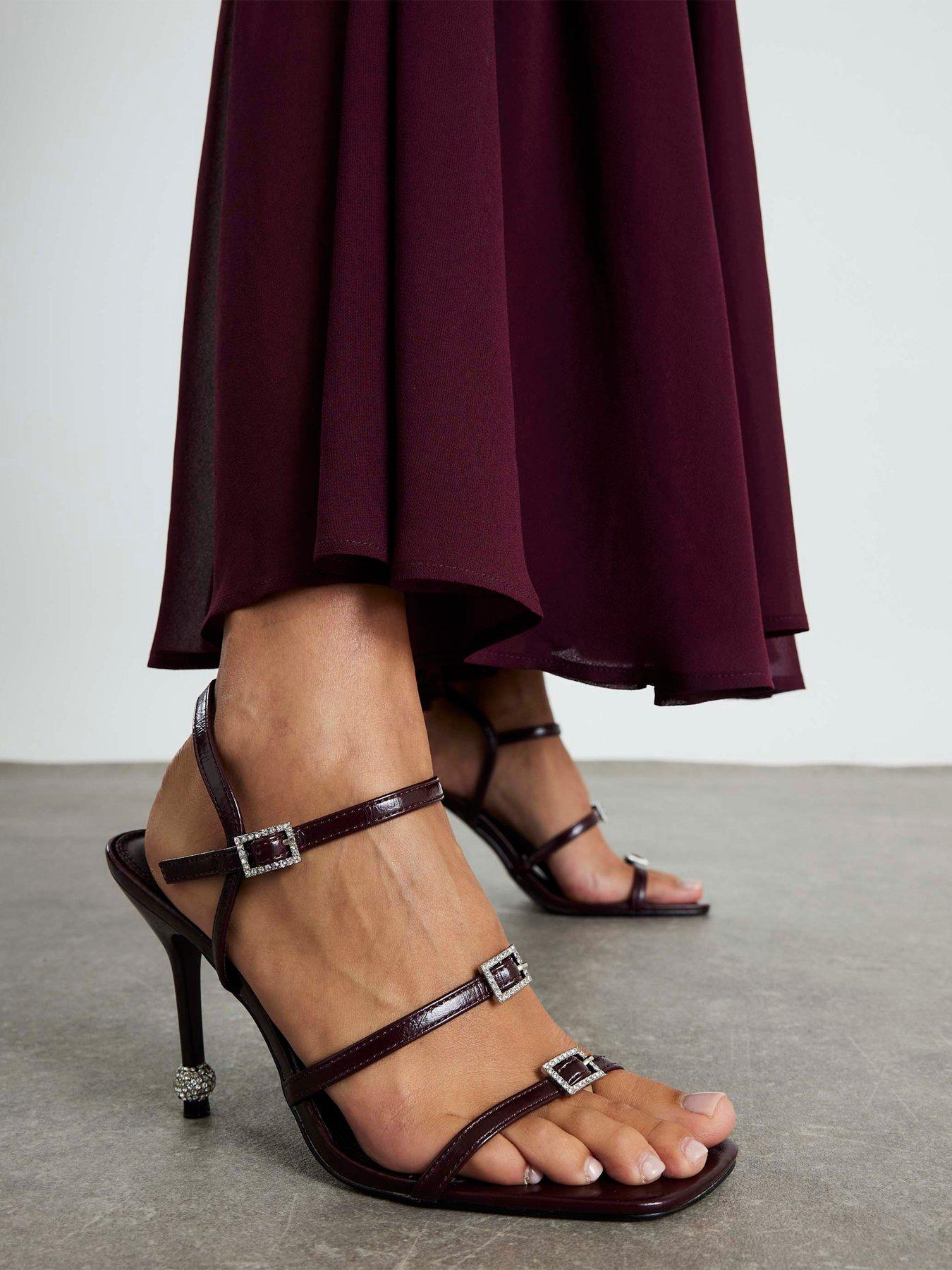 River Island Patent Embellished Strappy Heeled Sandals - Red