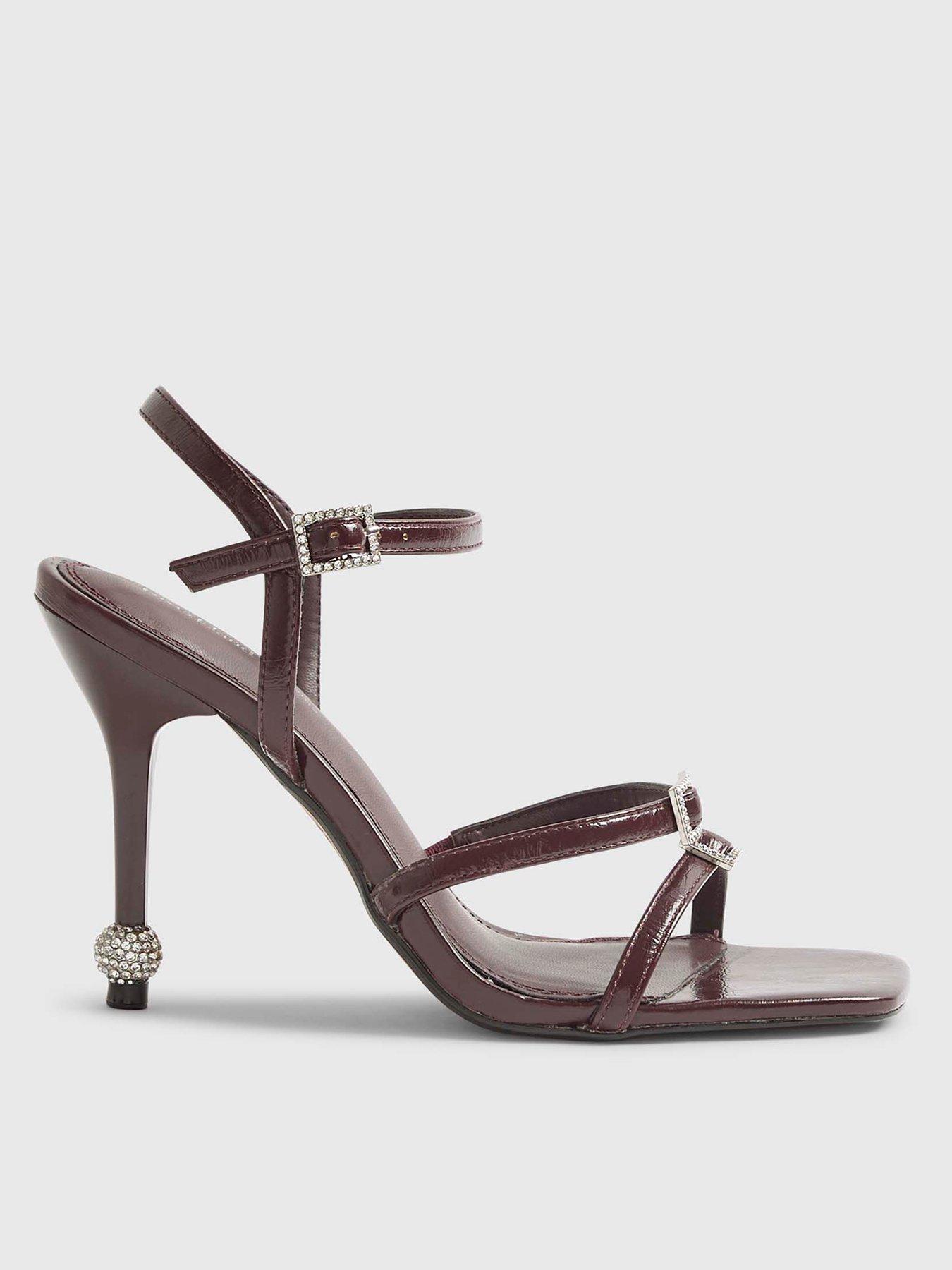  image of river-island-patent-embellished-strappy-heeled-sandals-red