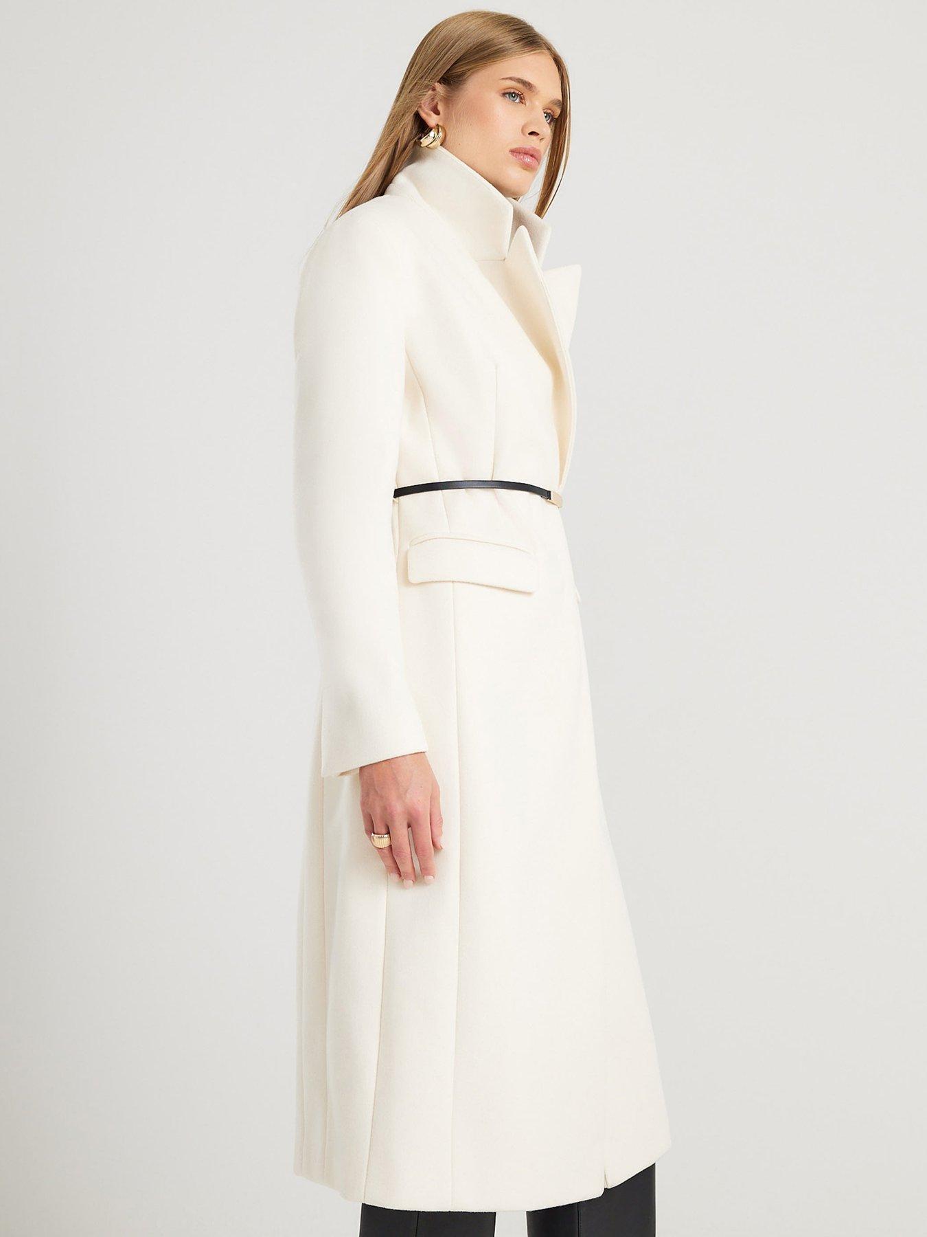  image of river-island-tailored-belted-coat-cream