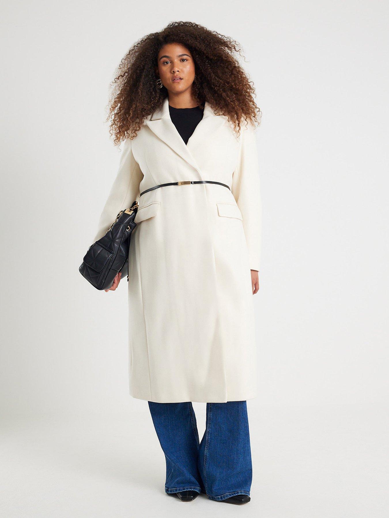  image of river-island-tailored-belted-coat-cream