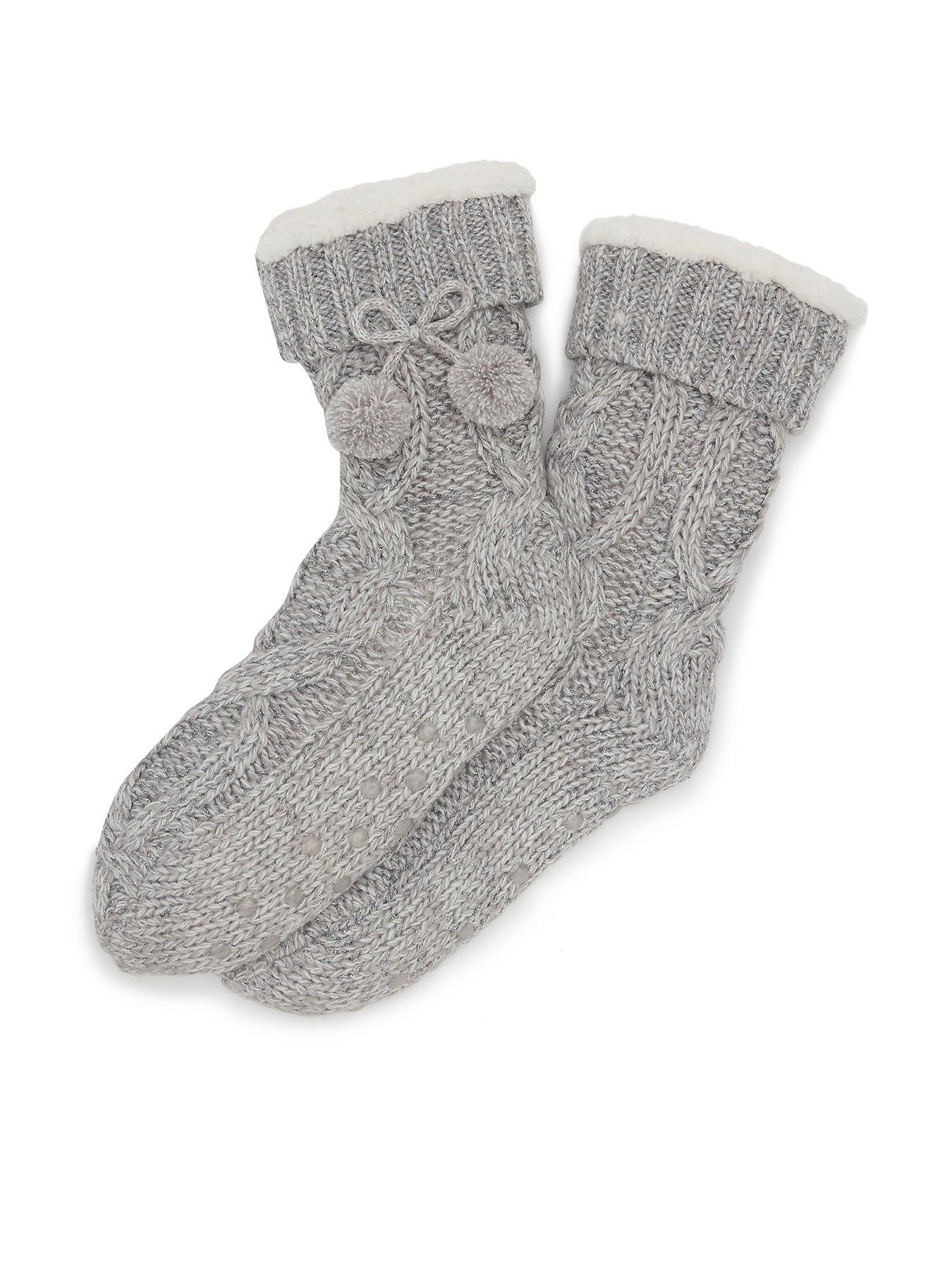  image of pour-moi-cosy-cable-knit-lined-slipper-sock