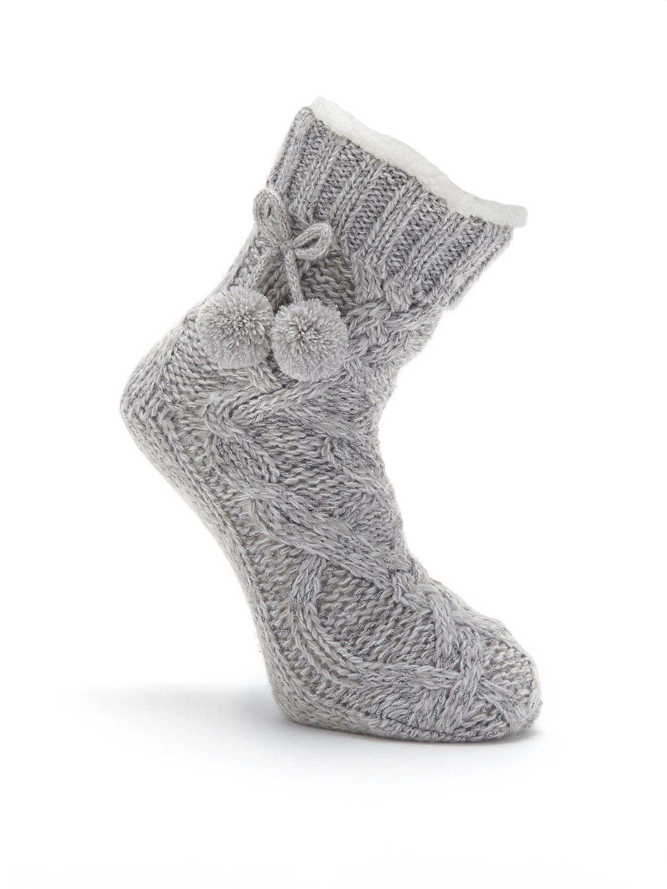  image of pour-moi-cosy-cable-knit-lined-slipper-sock