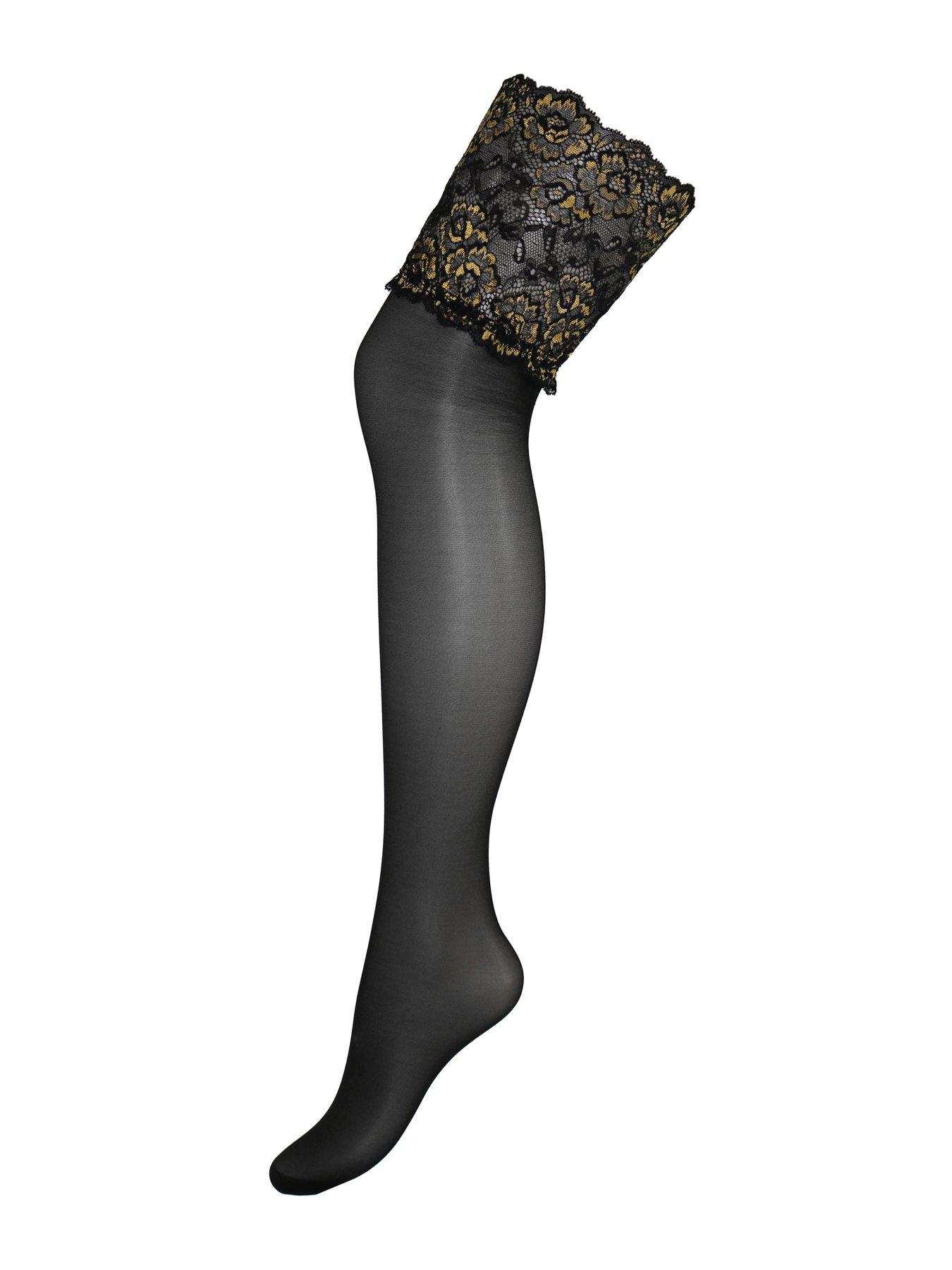 Image 3 of 3 of Pour Moi Gold Lace Top 15 Denier Hold-Ups