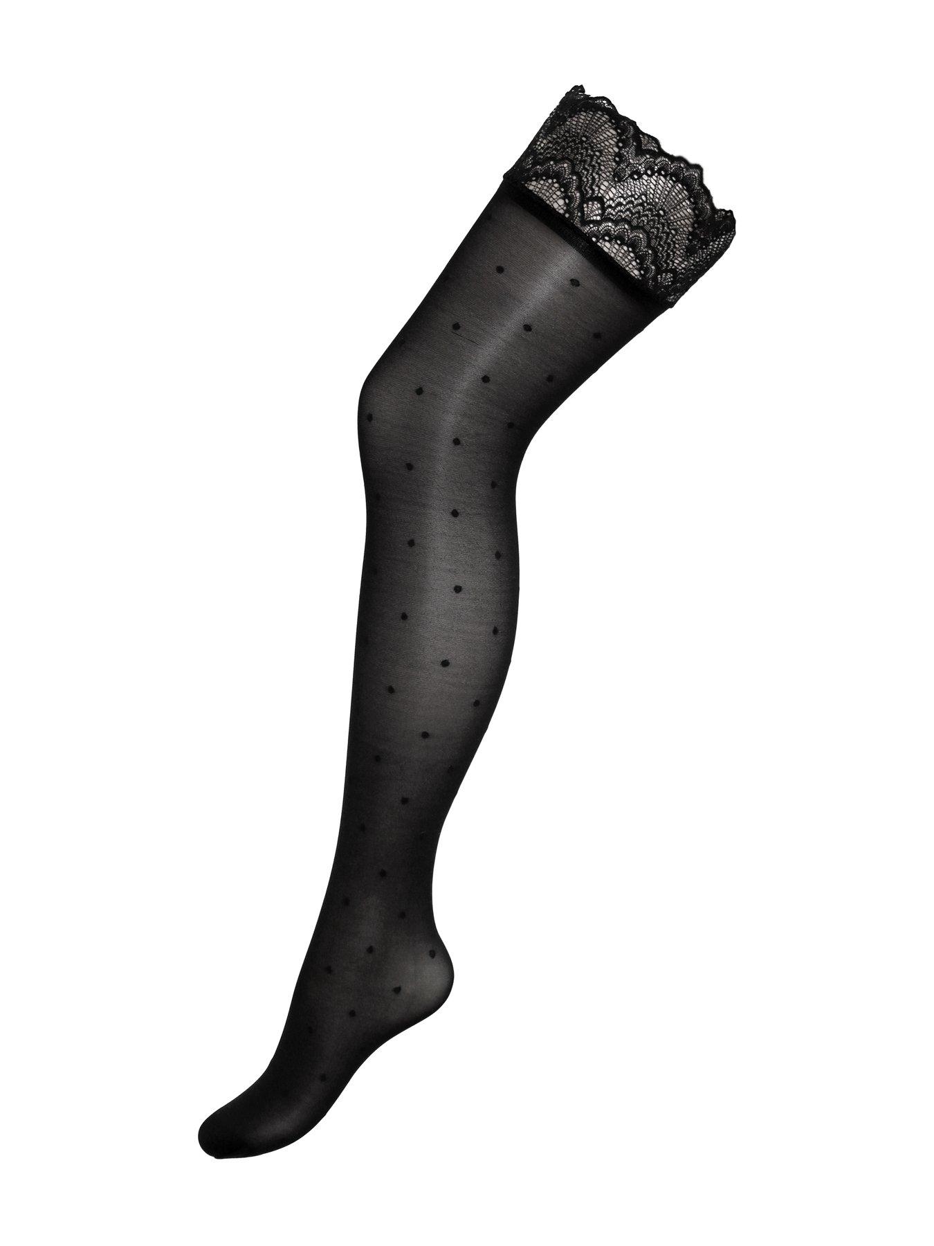  image of pour-moi-polka-dot-lace-top-15-denier-hold-ups