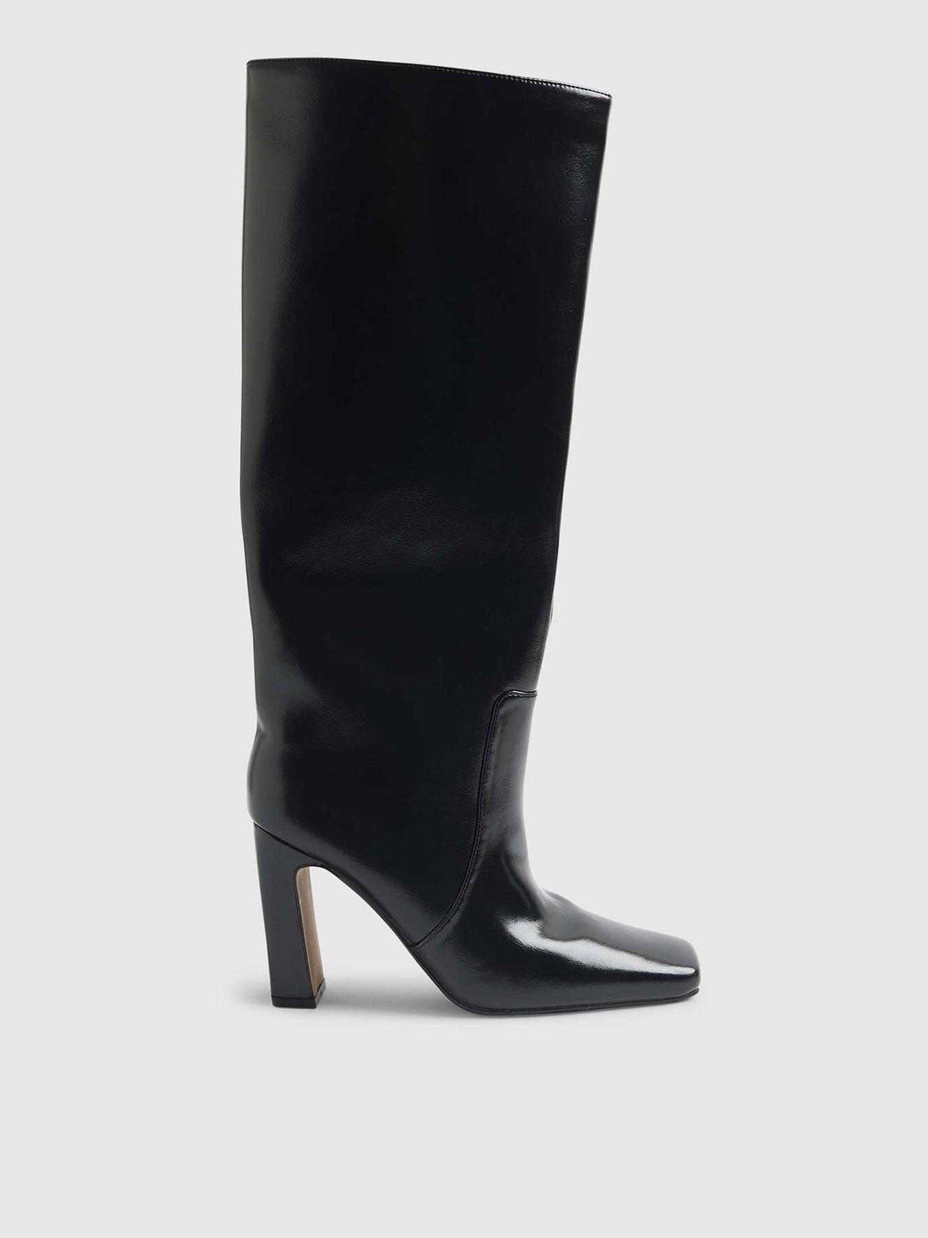River Island Chisel Toe High Leg Boots - Black