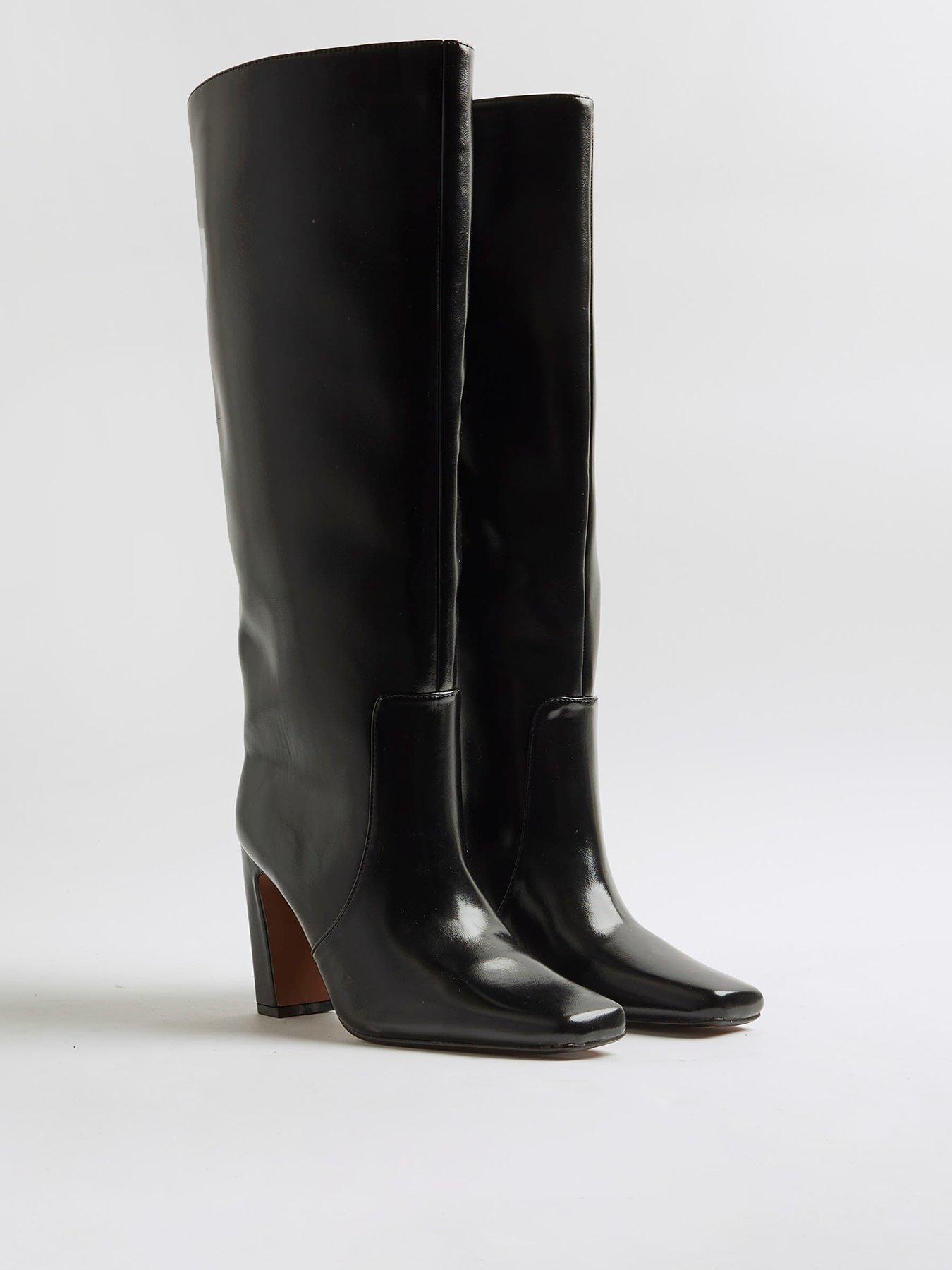  image of river-island-chisel-toe-high-leg-boots-black