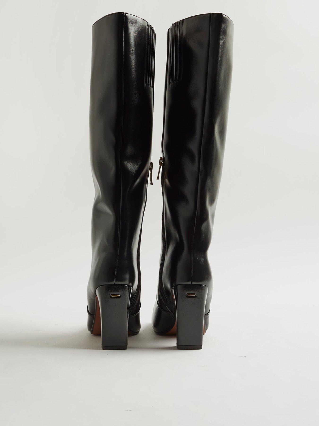  image of river-island-chisel-toe-high-leg-boots-black