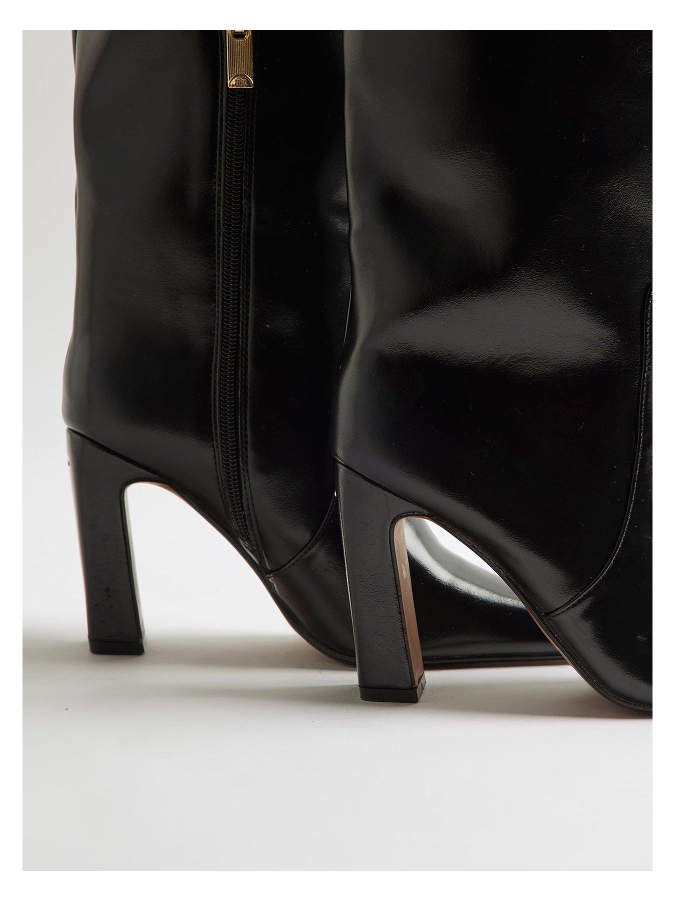  image of river-island-chisel-toe-high-leg-boots-black