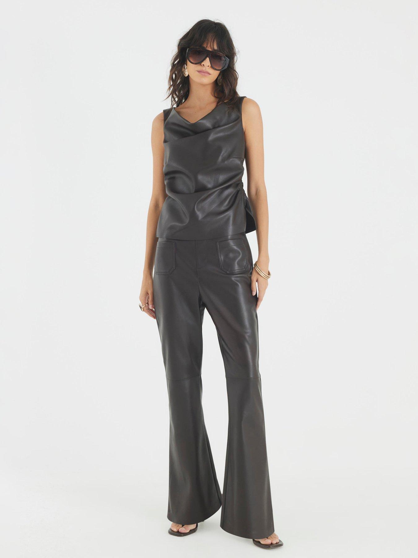 river-island-pocket-faux-leather-bootcut-trousers-brown