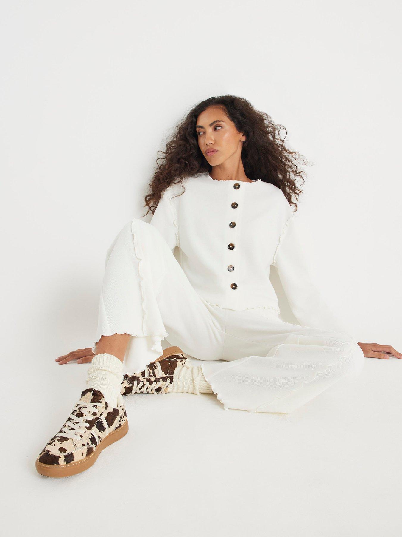 River Island Long Sleeve Top And Trousers Lounge Set - Cream