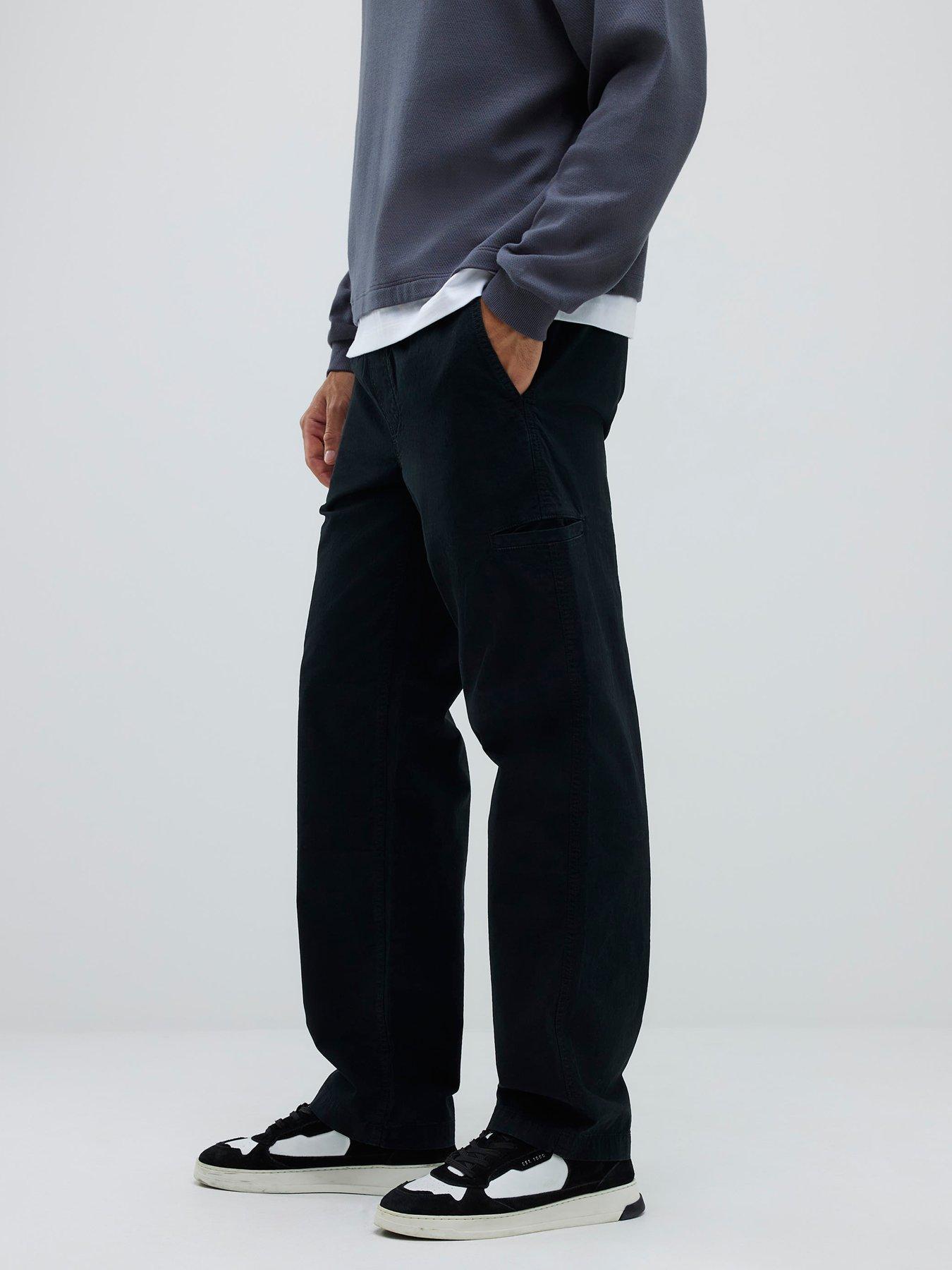 Image 1 of 4 of River Island Loose Fit Pull On Trousers - Black