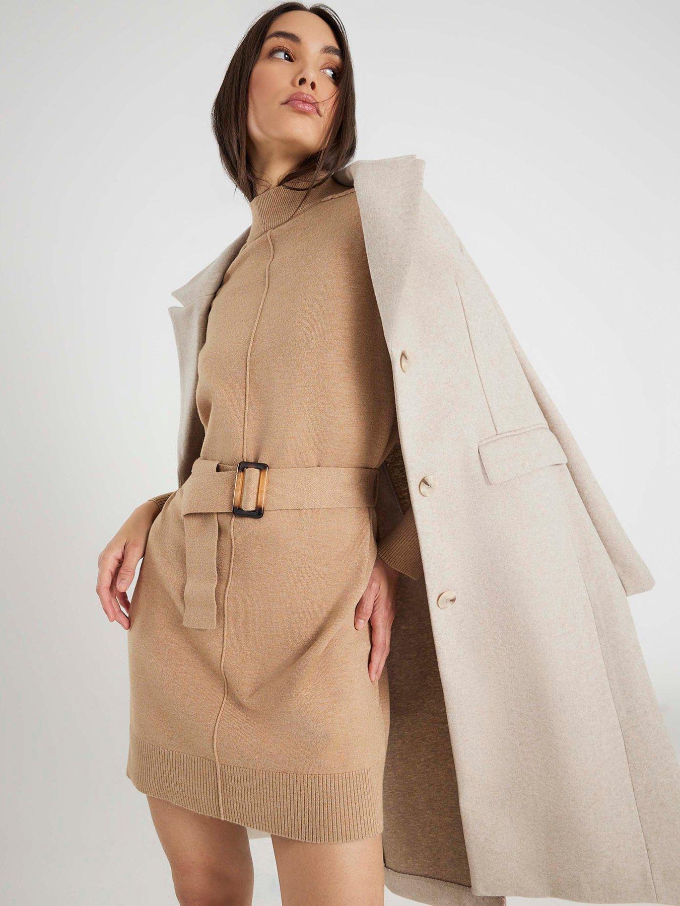  image of river-island-belted-jumper-dress-brown